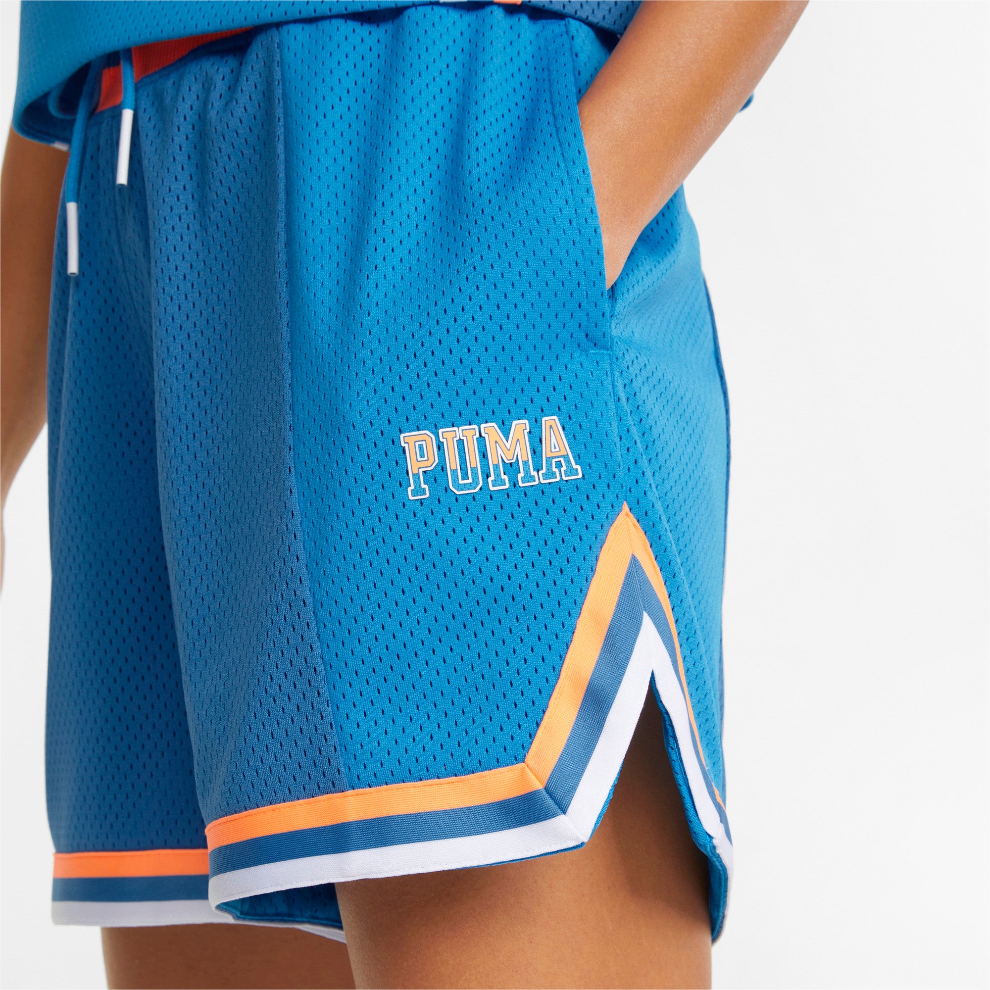 Women's PUMA Swish Maker Printed Basketball Shorts Blue