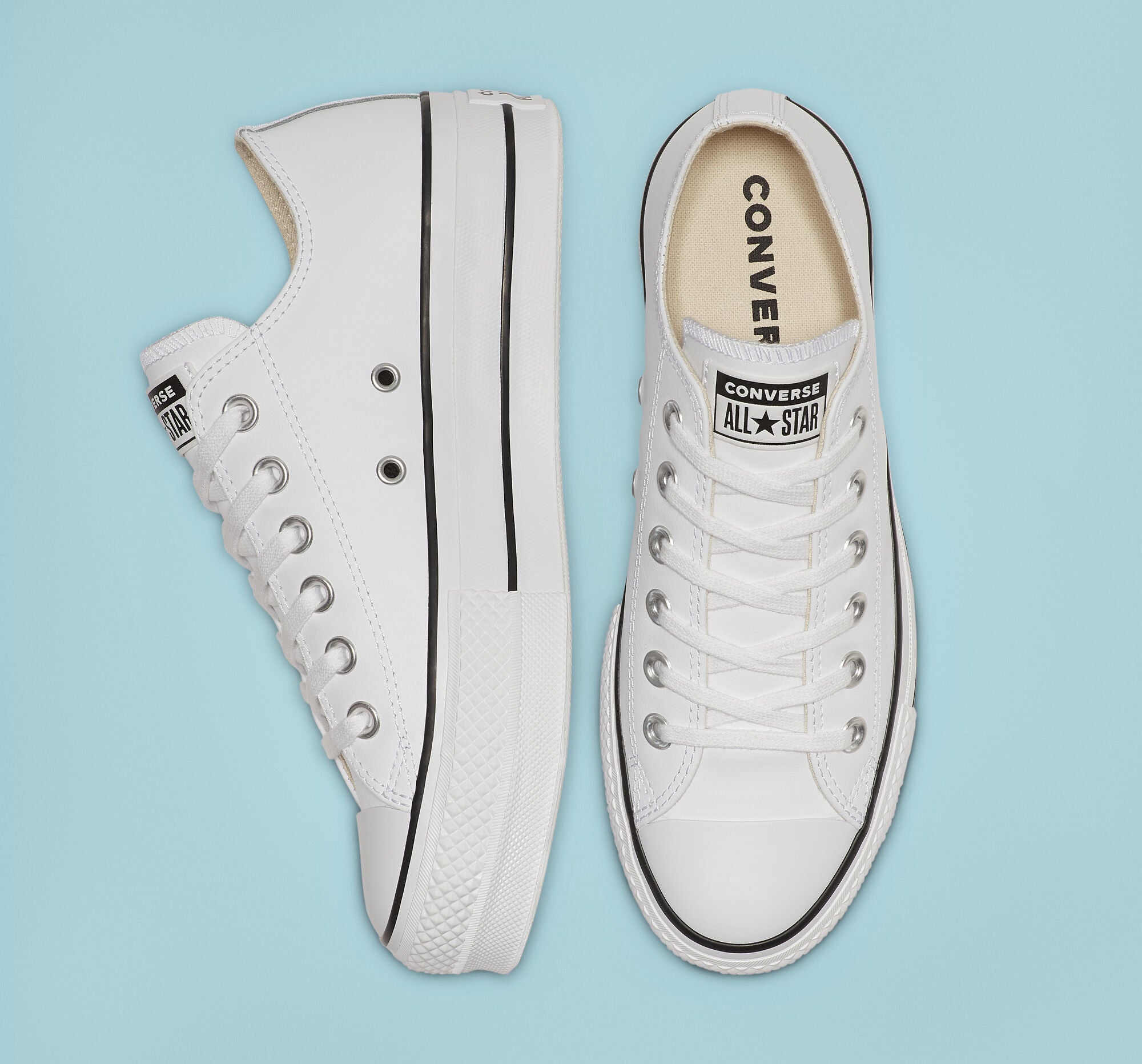 Women's Converse Leather Platform Chuck Taylor All Star Low Shoes White