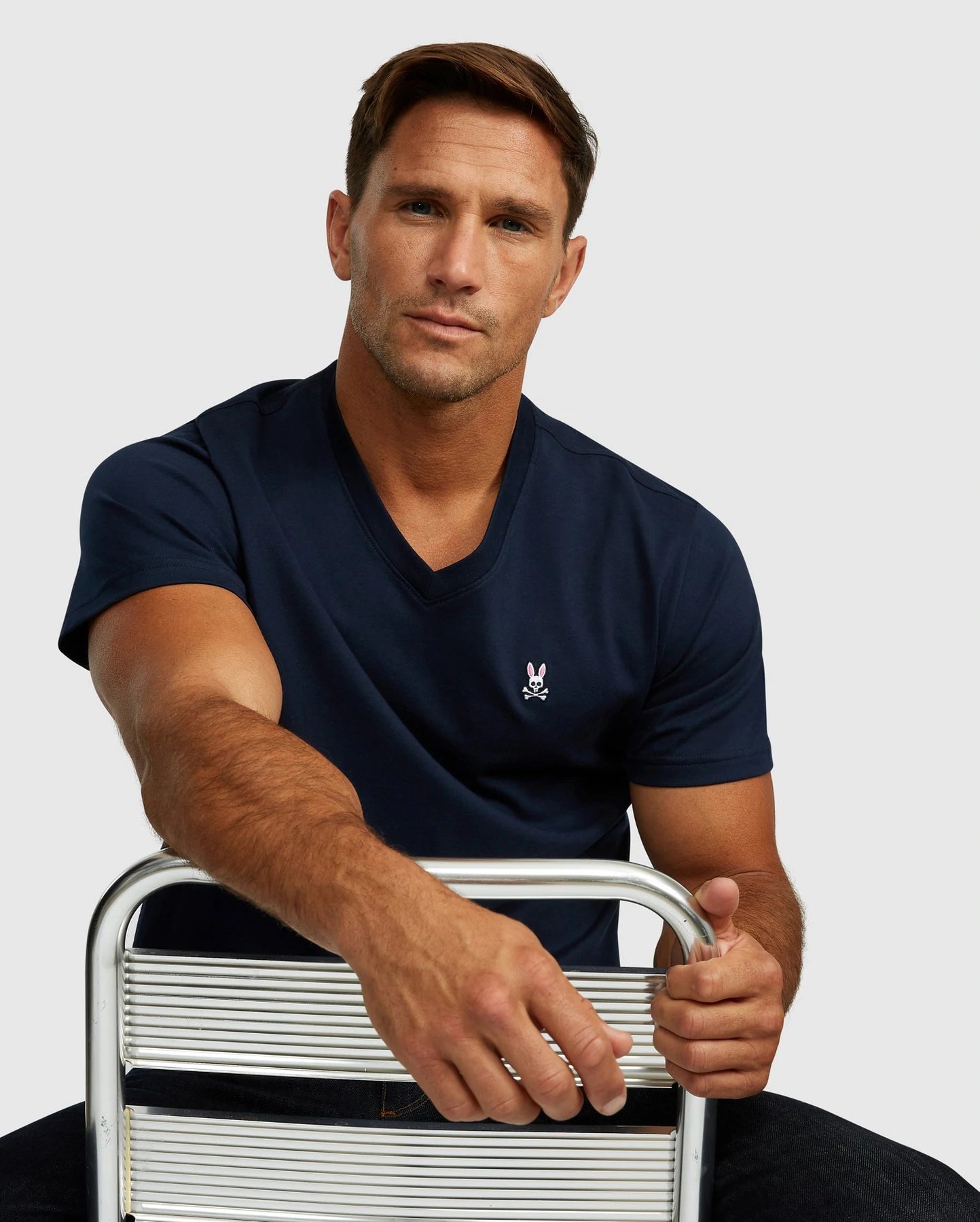 Men's Psycho Bunny Classic V Neck Tee Navy