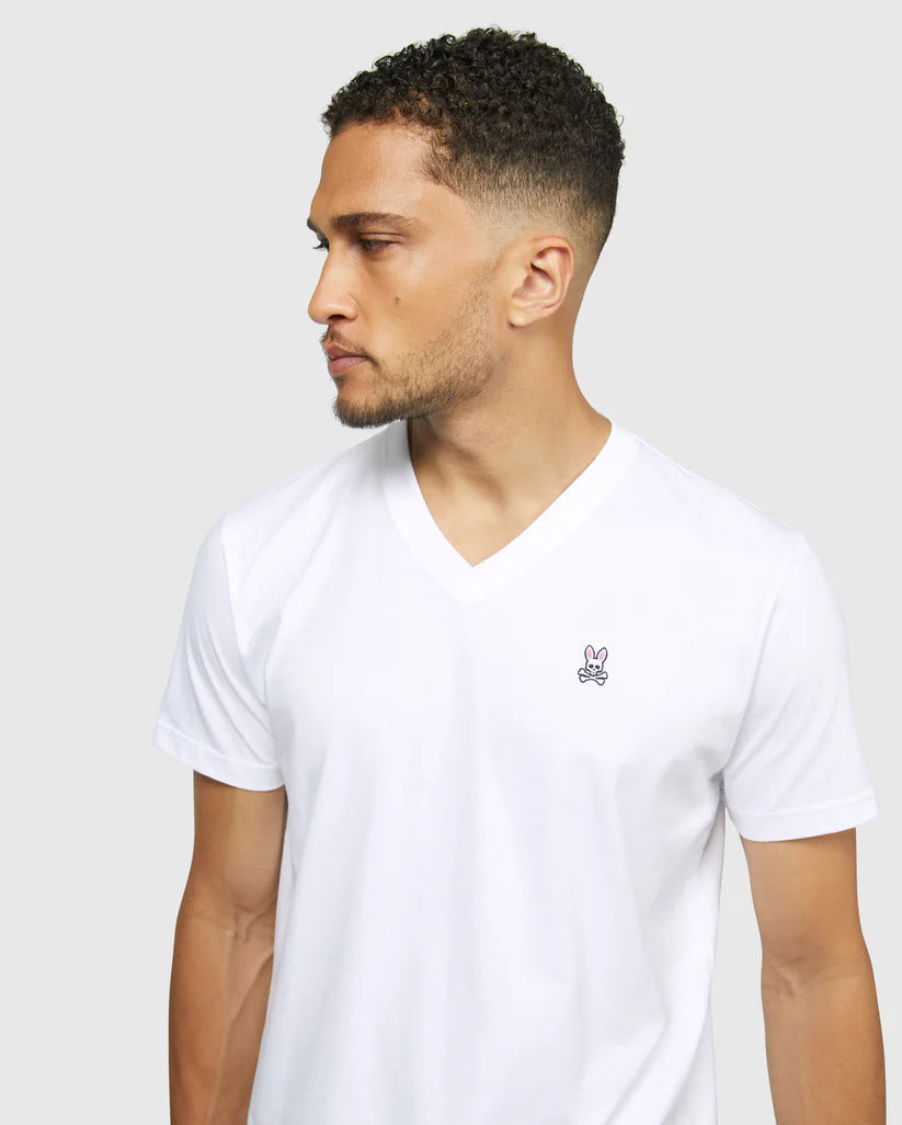 Men's Psycho Bunny Classic V Neck Tee White