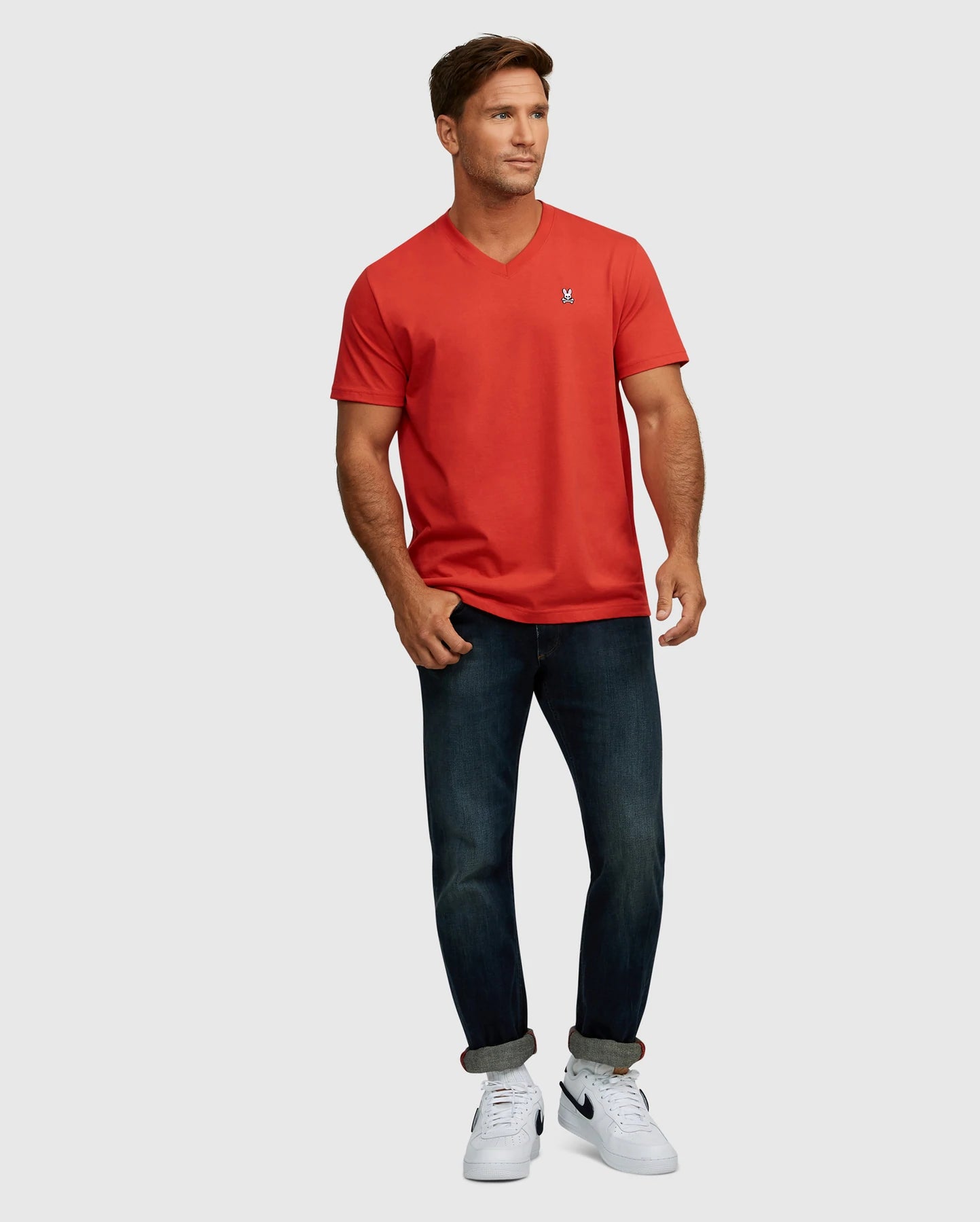 Men's Psycho Bunny Classic V Neck Tee Red