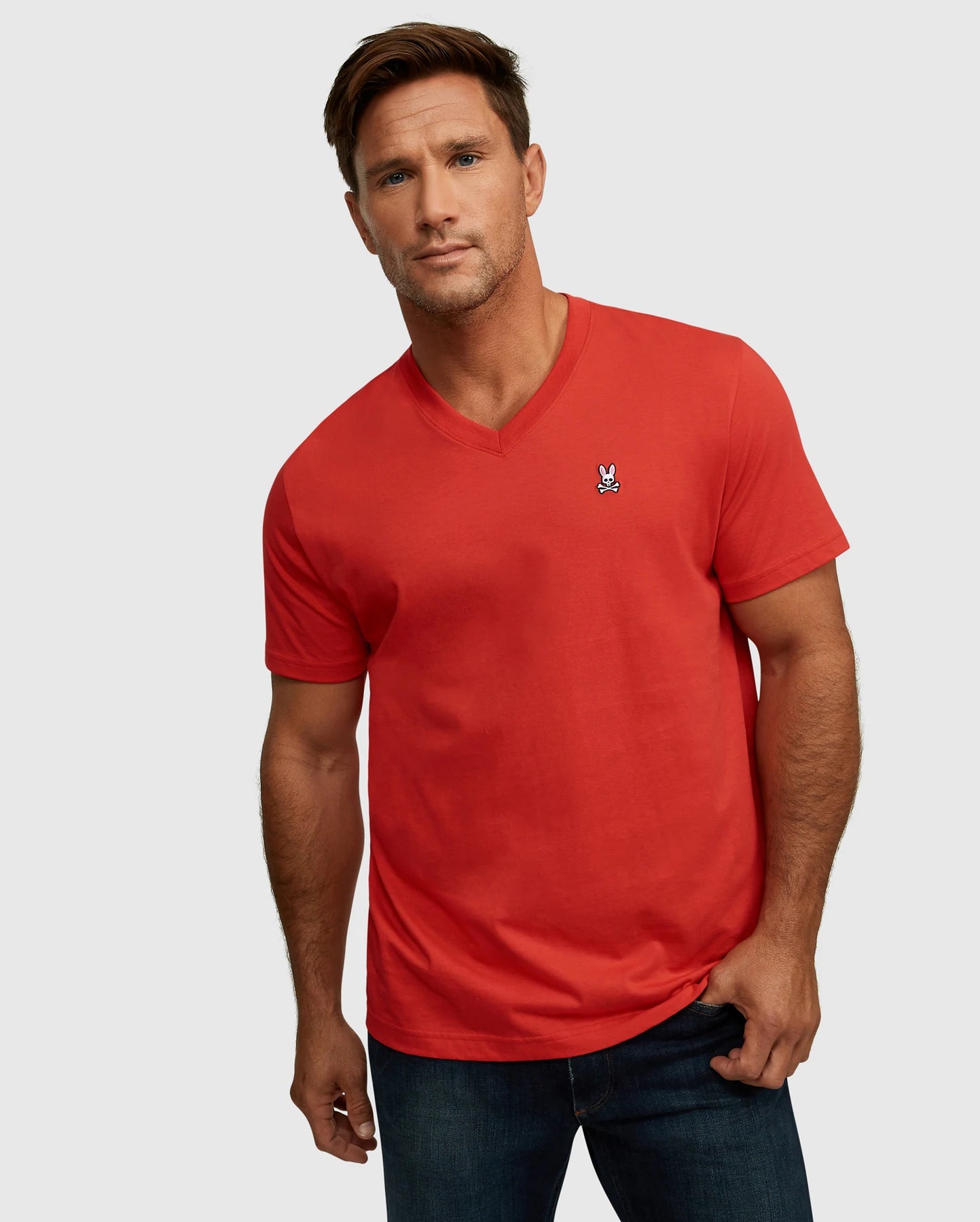 Men's Psycho Bunny Classic V Neck Tee Red