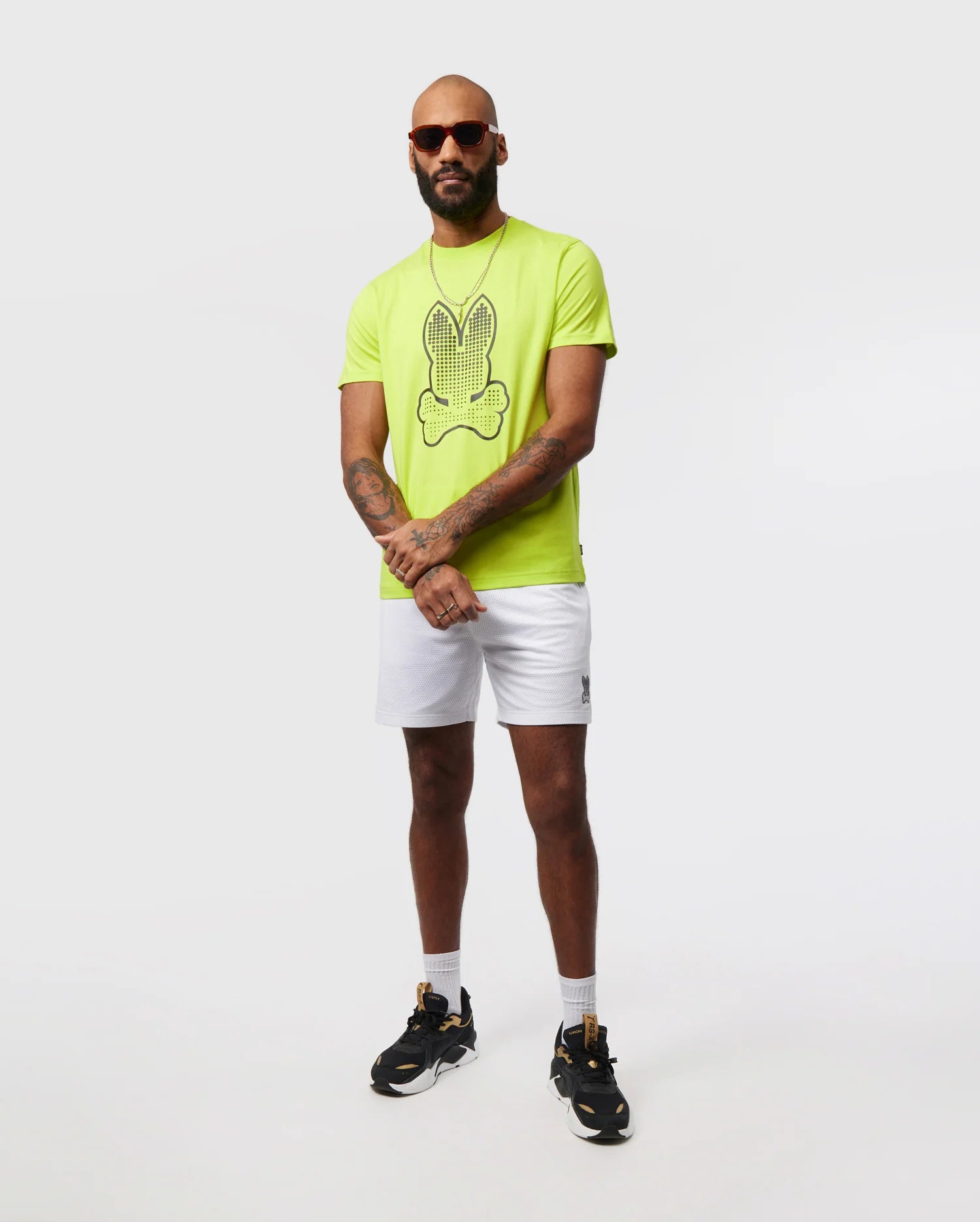 Men's Psycho Bunny Strype Graphic Tee Lime
