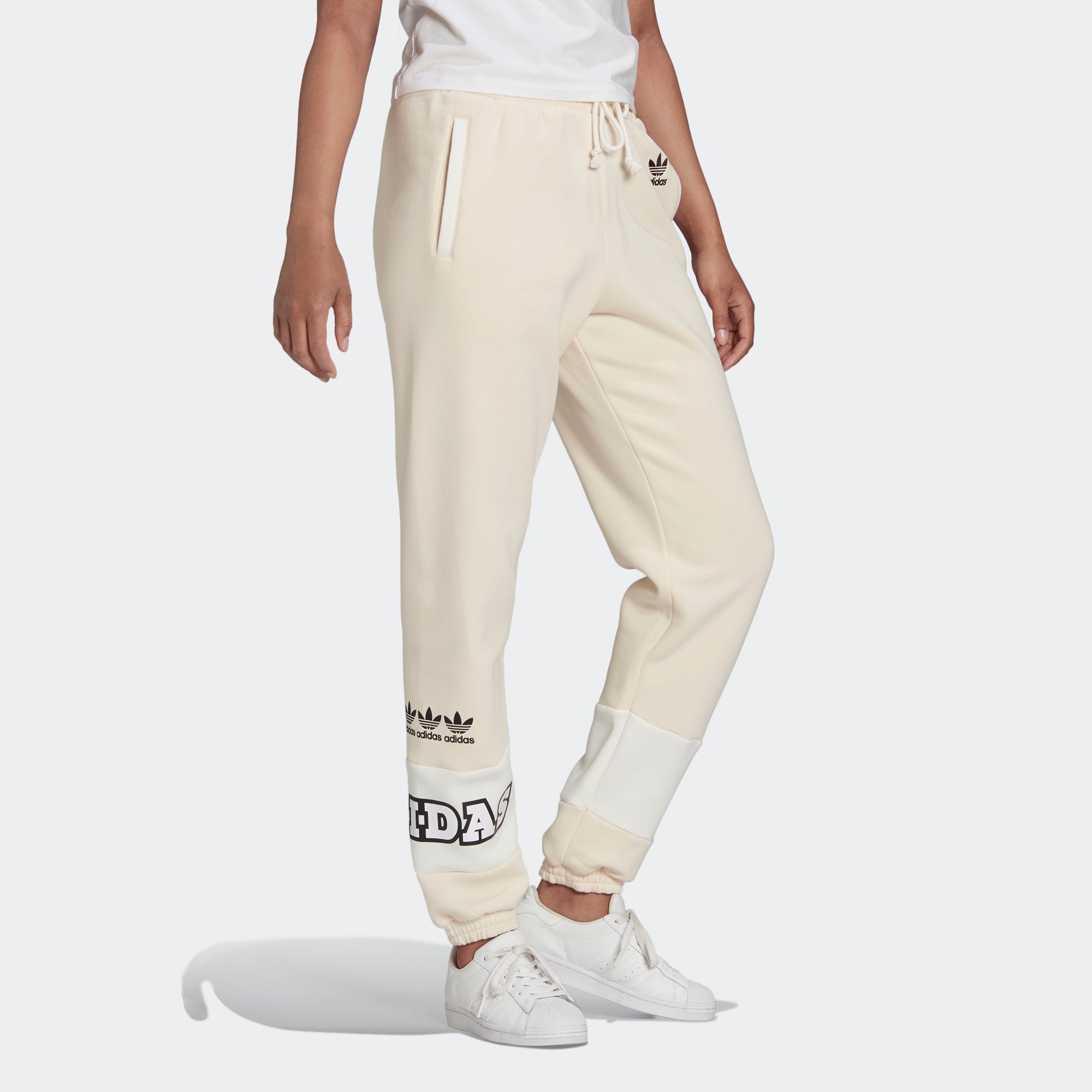 Women's adidas Originals Logo Play Cuff Pants White