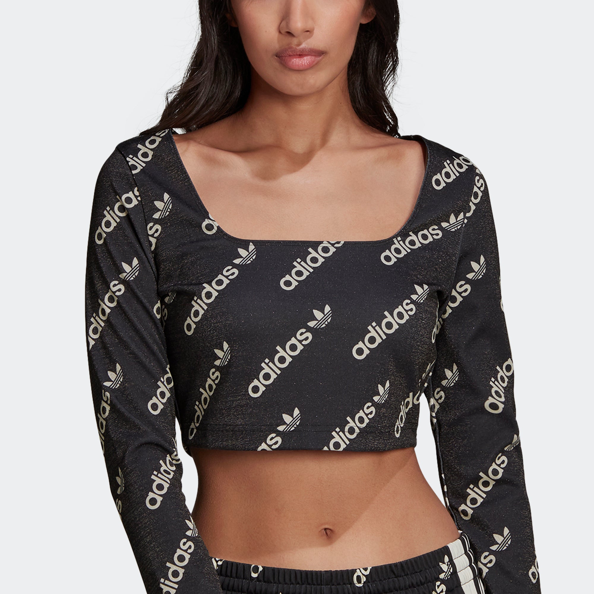 Women's adidas Originals Long Sleeve Crop Top Black