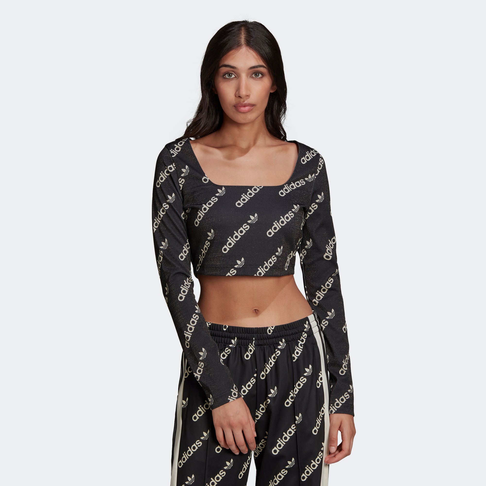 Women's adidas Originals Long Sleeve Crop Top Black