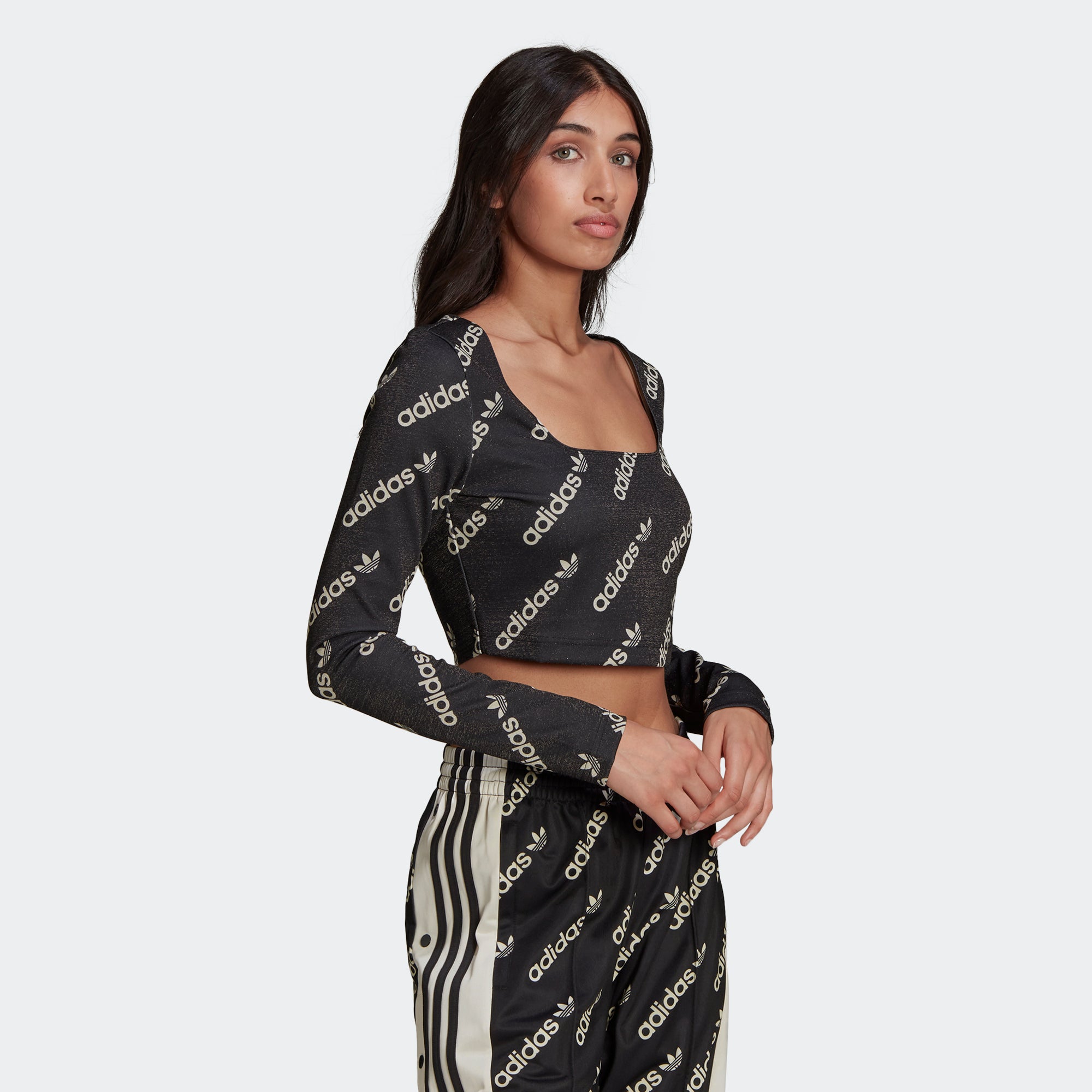 Women's adidas Originals Long Sleeve Crop Top Black