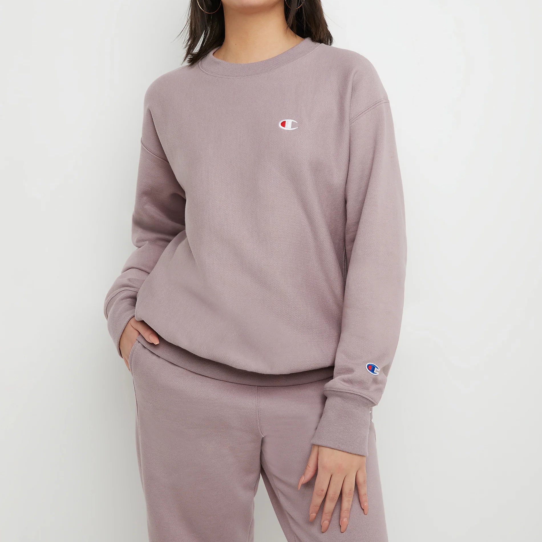 Women's Champion Reverse Weave Boyfriend Crew Vintage Mauve
