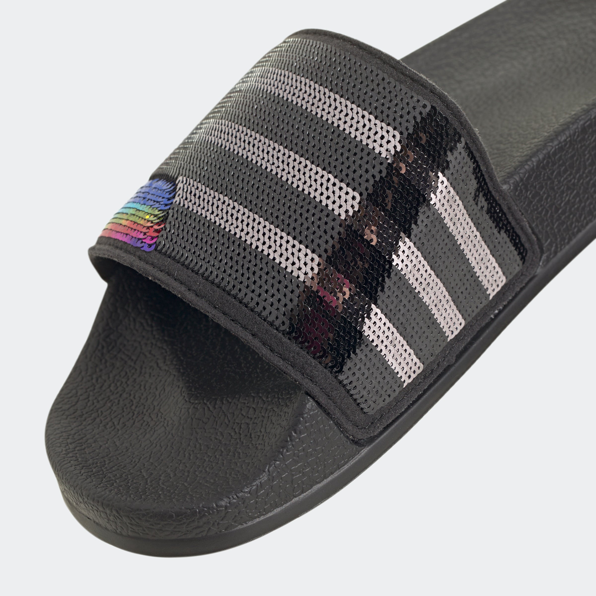 Kids adidas Originals Adilette Slides Black Sequins