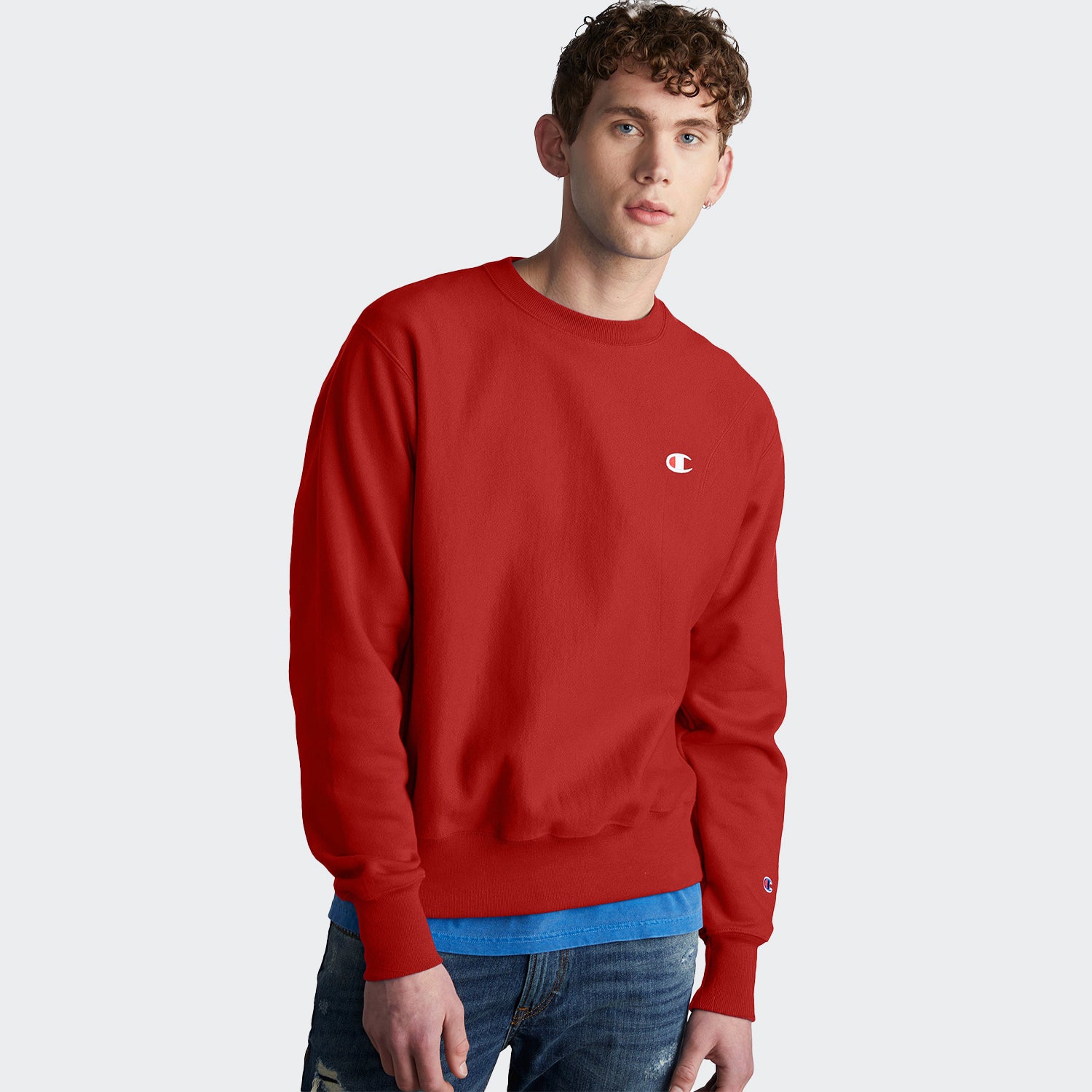 Men's Champion Life Reverse Weave Crew Team Red Scarlet