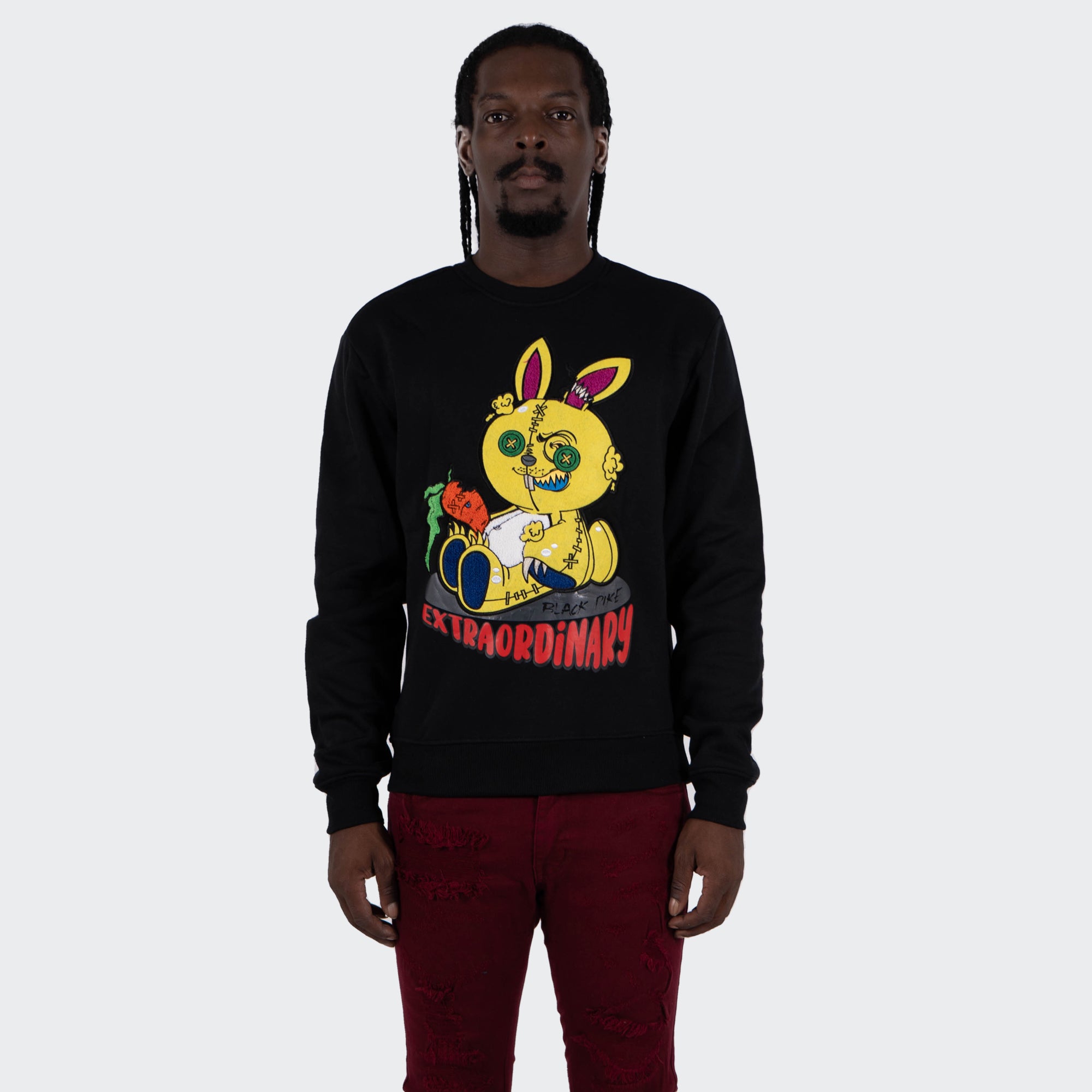 Men's TWO MILL TWENTY "Extraordinary" Graphic Embroidered Sweatshirt Black