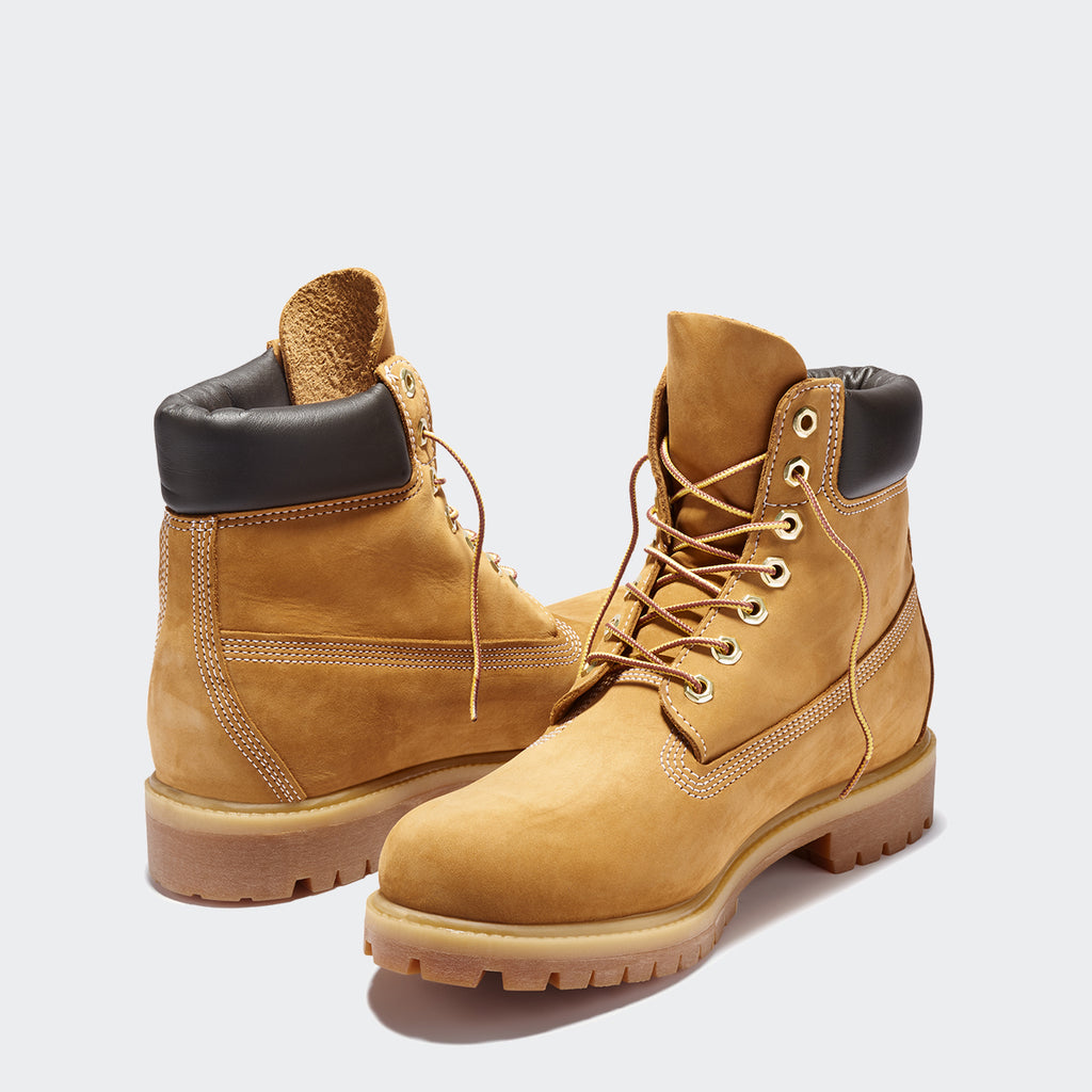 Men's Timberland Icon 6-Inch Premium Waterproof Boots Wheat Nubuck (TB010061713) | Chicago City Sports | front and rear view