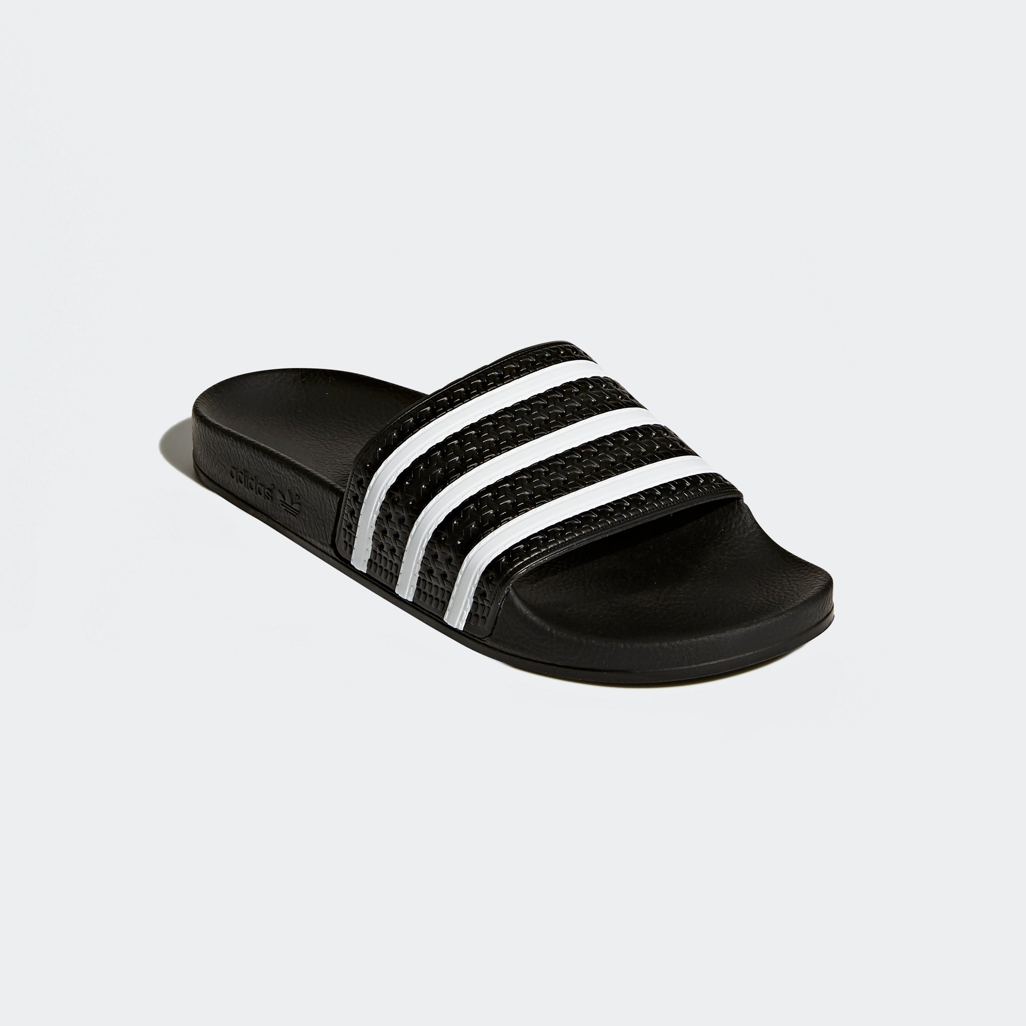 adidas Originals Adilette Slides Black 280647 | Chicago City Sports | angled front view