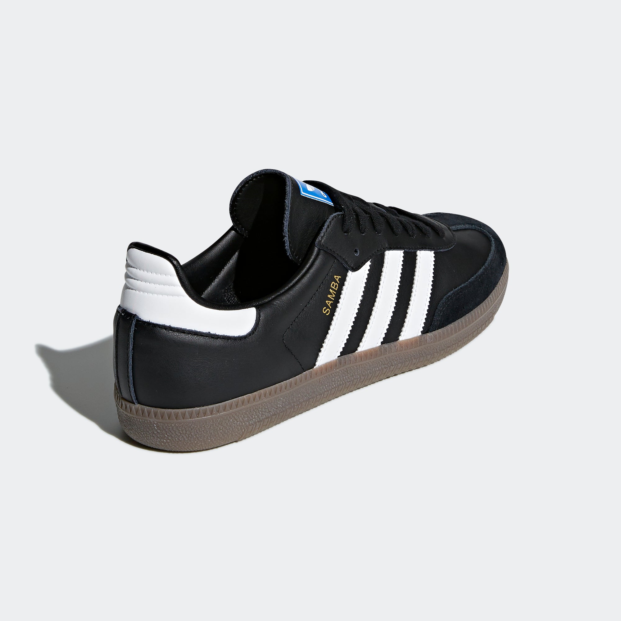 Men's adidas Originals Samba OG Shoes Black White B75807 | Chicago City Sports | diagonal view