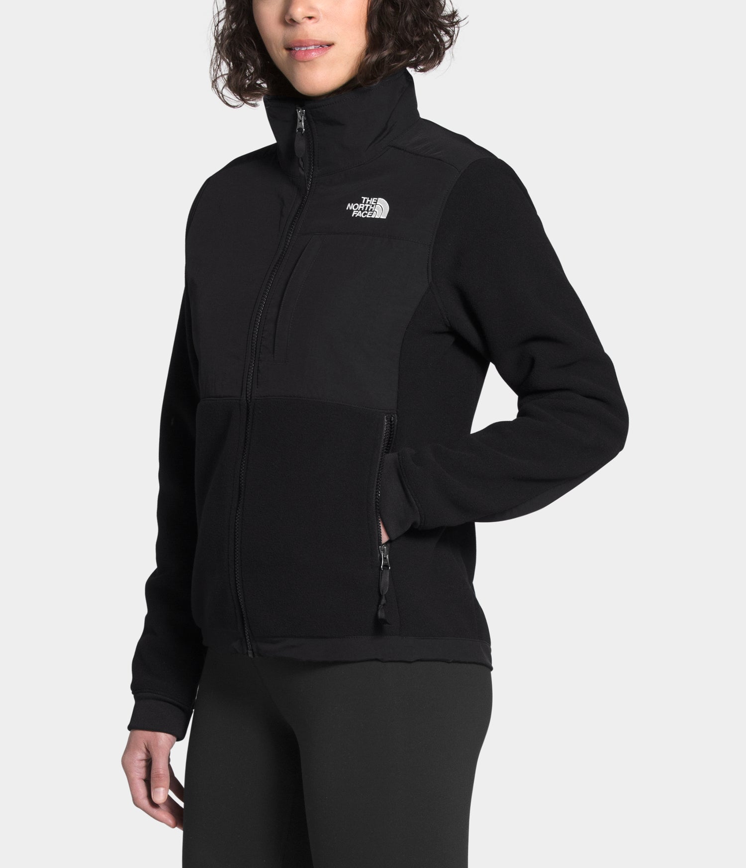 Women's TNF Denali 2 Jacket Black NF0A4R2UJK3 | Chicago City Sports | on model angled front view
