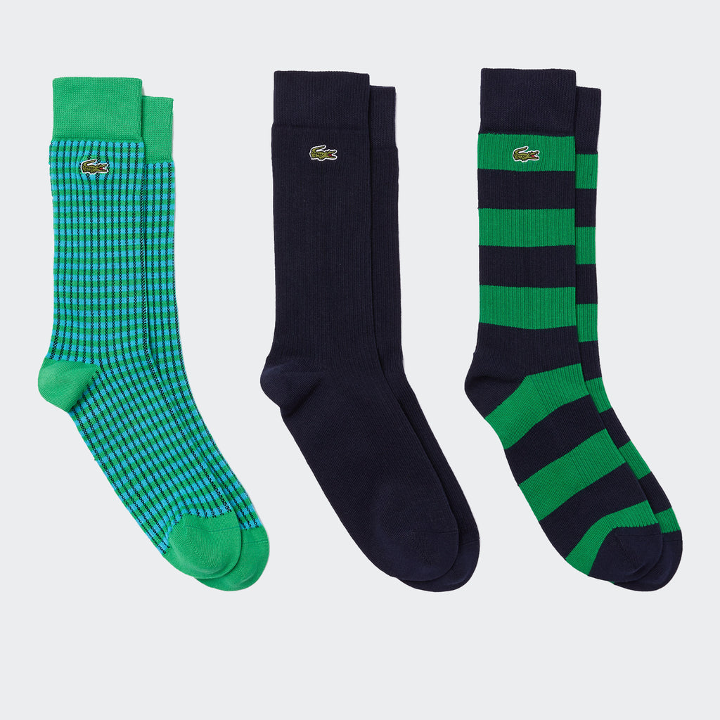 Men’s Lacoste Long Cotton Socks 3-Pack Navy