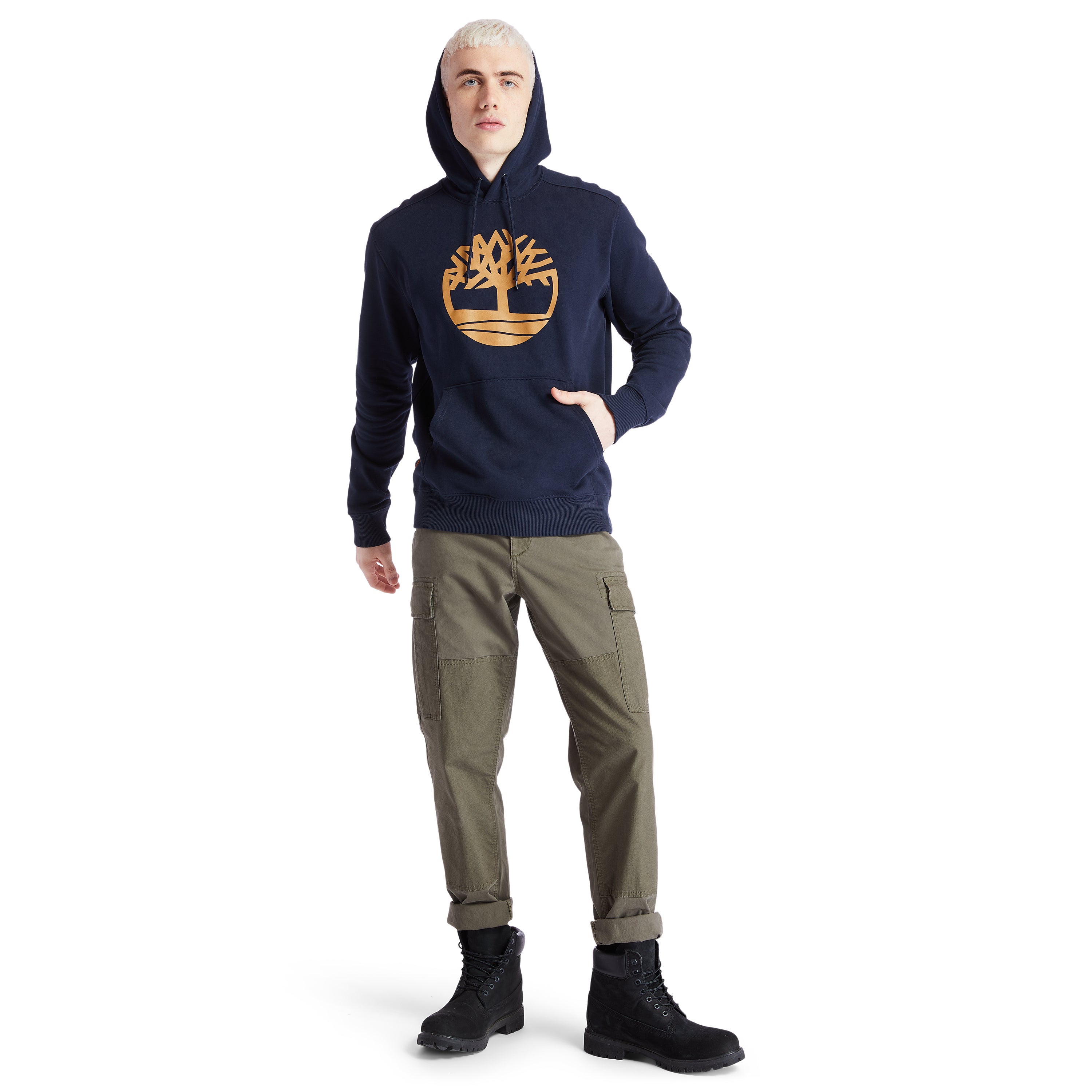 Men's Timberland Tree Logo Hoodie Dark Sapphire