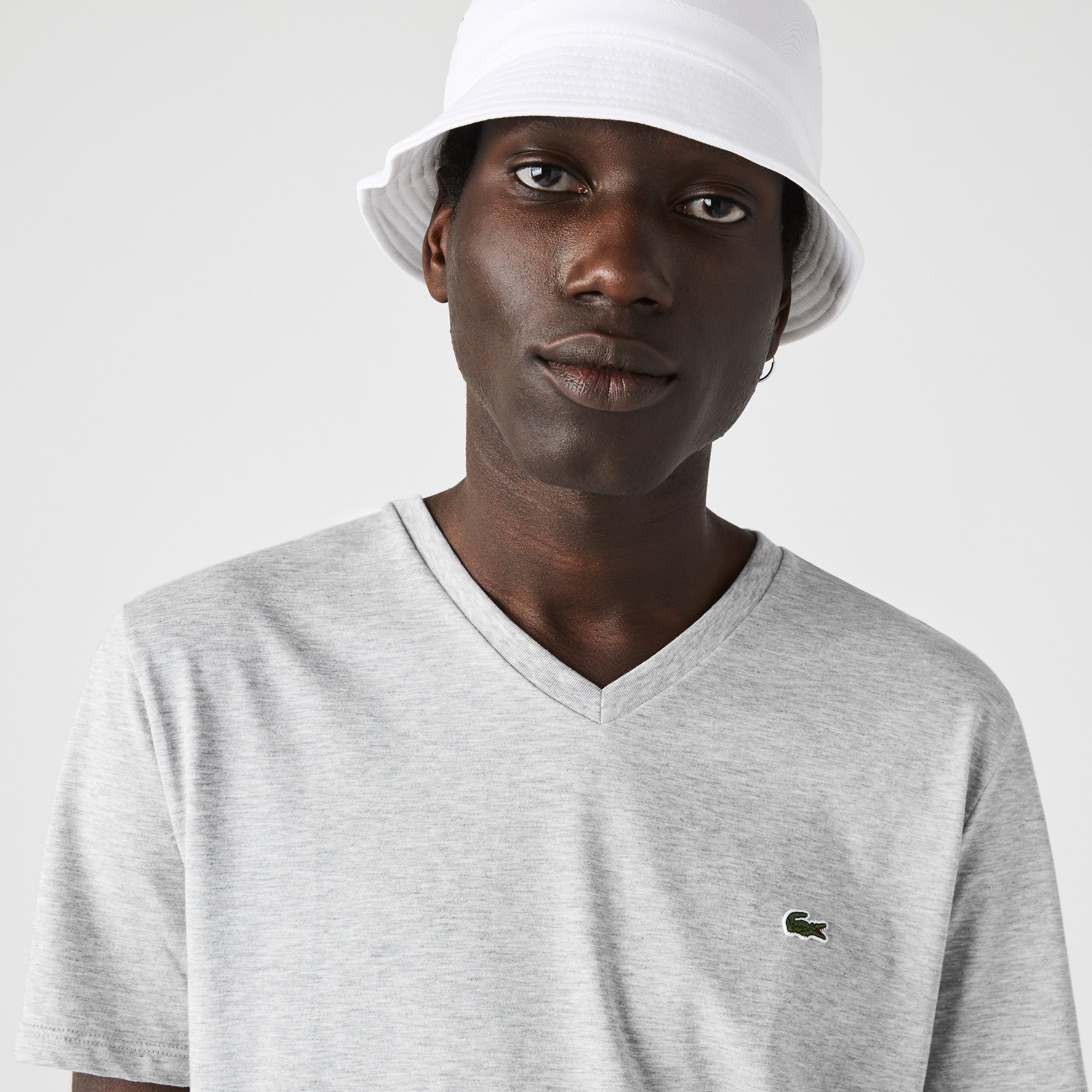 Men's Lacoste V-Neck Pima Cotton Jersey T-Shirt Grey