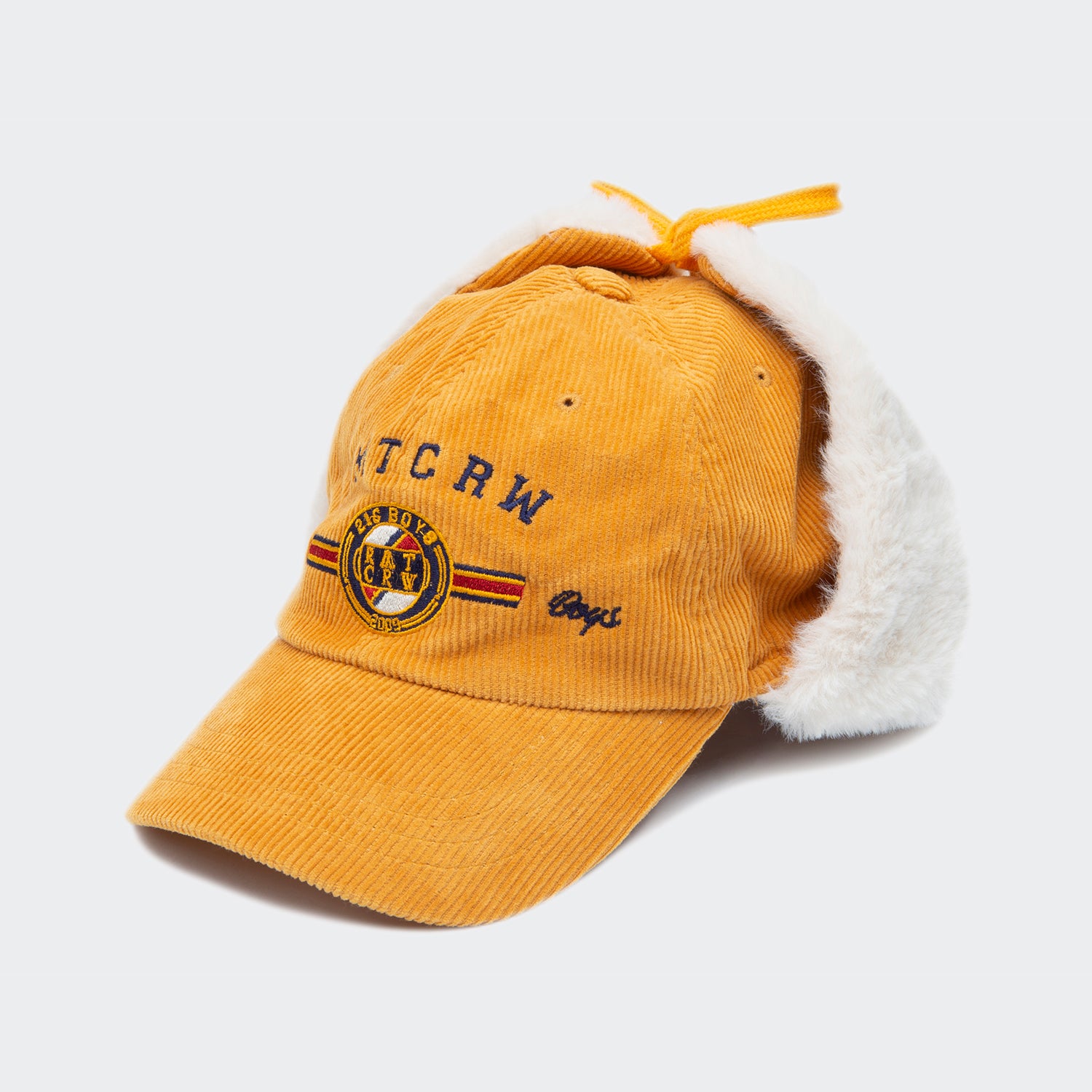 Unisex Romantic Crown Corduroy Trooper Hat Yellow