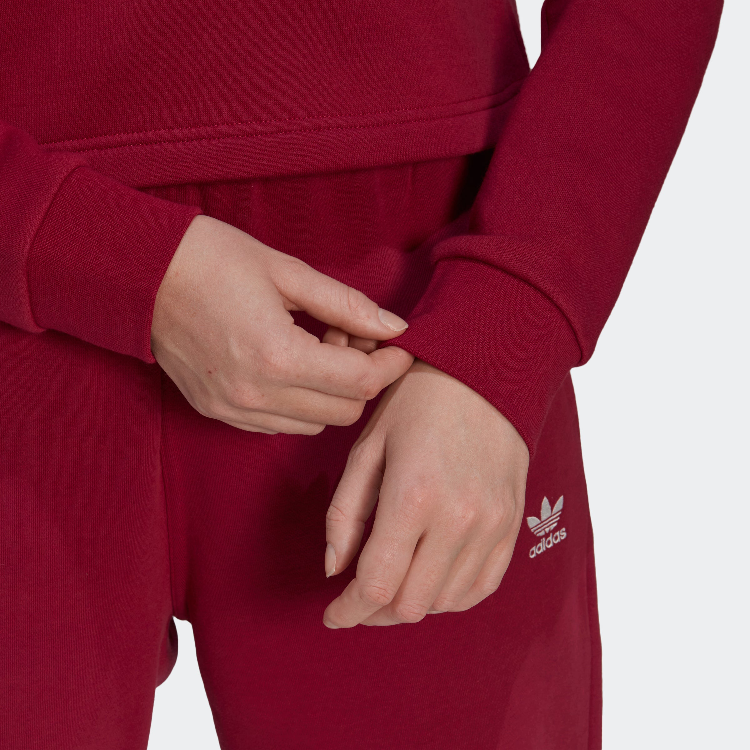 Women's adidas Originals Adicolor Essentials Crop Fleece Hoodie Burgundy