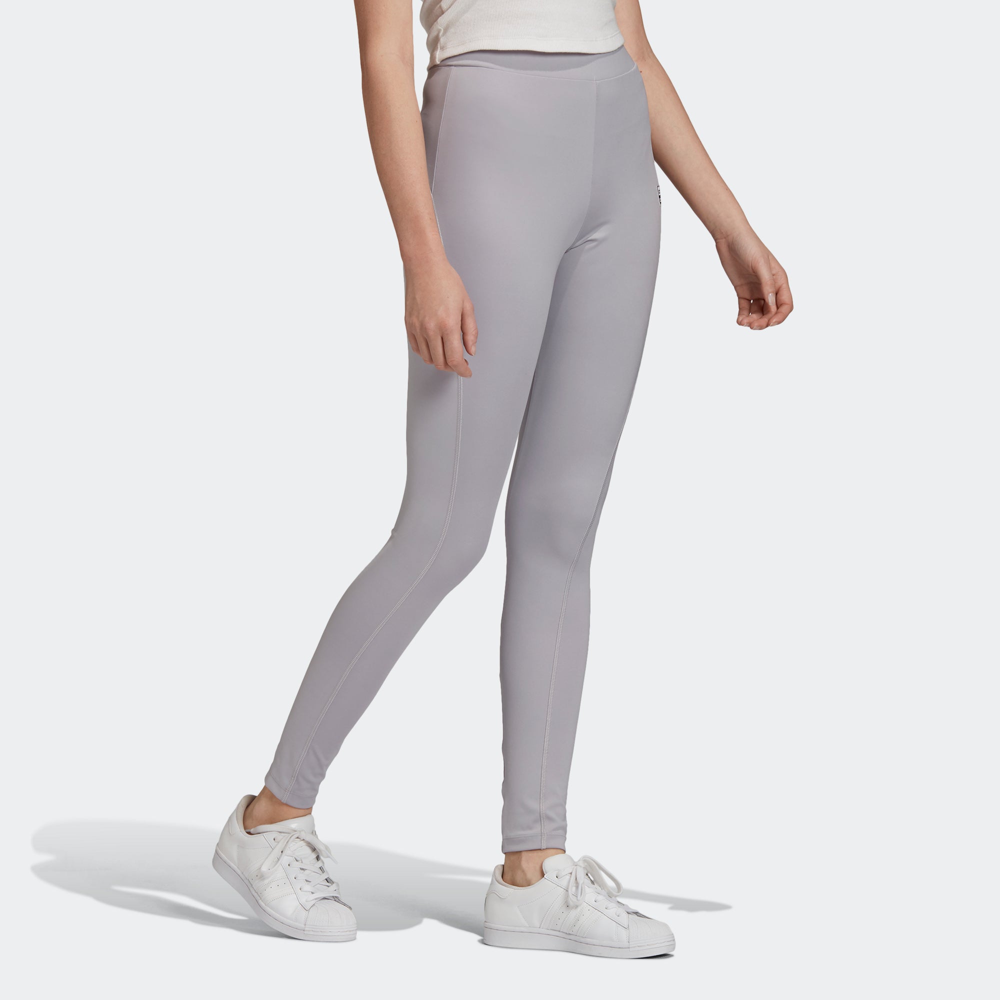 Women's adidas Originals R.Y.V. Leggings Glory Grey GK0695 | Chicago City Sports | angled view on model