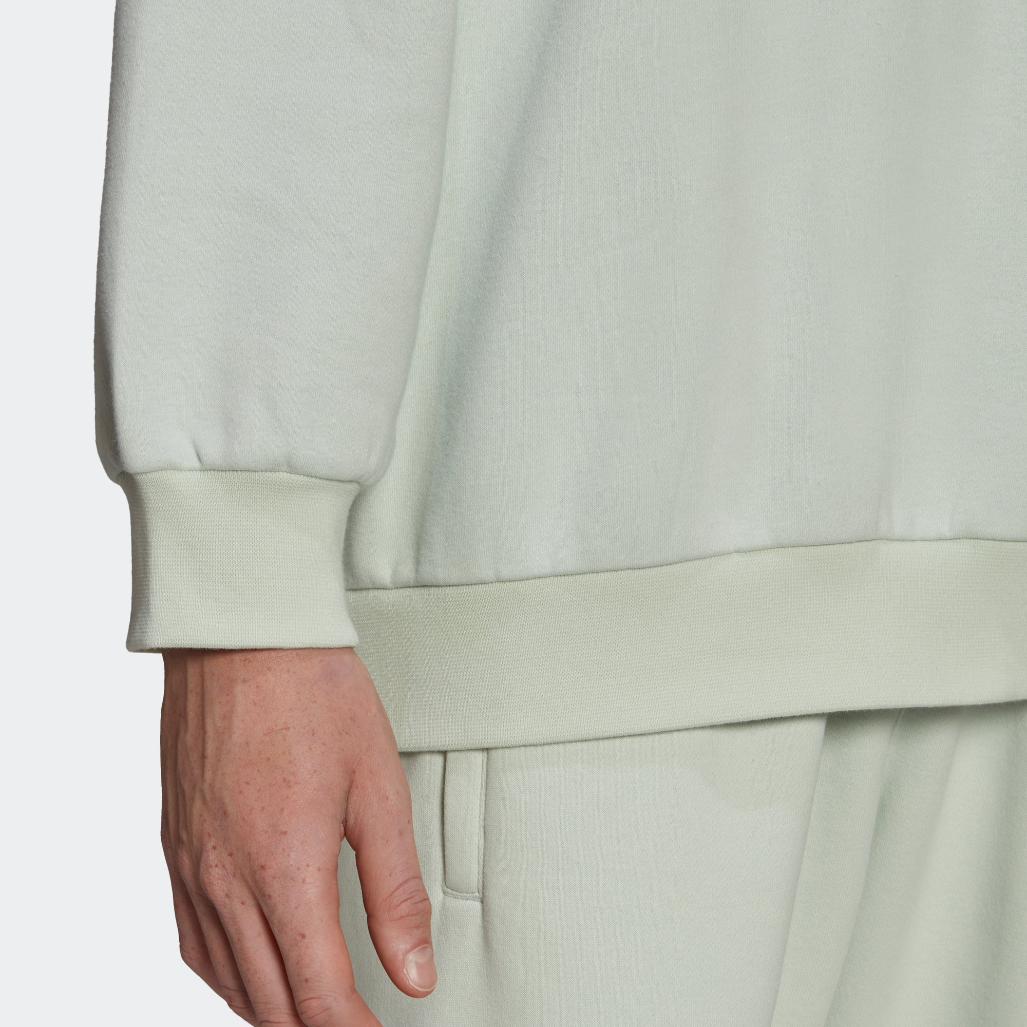 Men's adidas Originals Trefoil Linear Crew Sweatshirt Linen Green