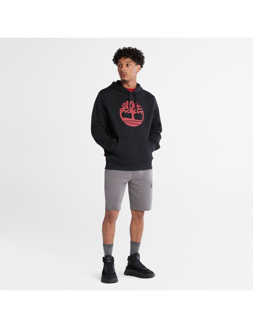 Men's Timberland Tree Logo Hoodie Vintage Black Red