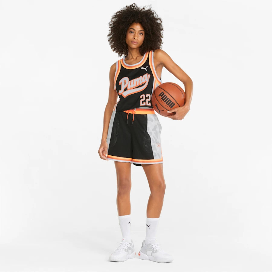 Women's PUMA Ballin' Printed Cropped Basketball Jersey Black