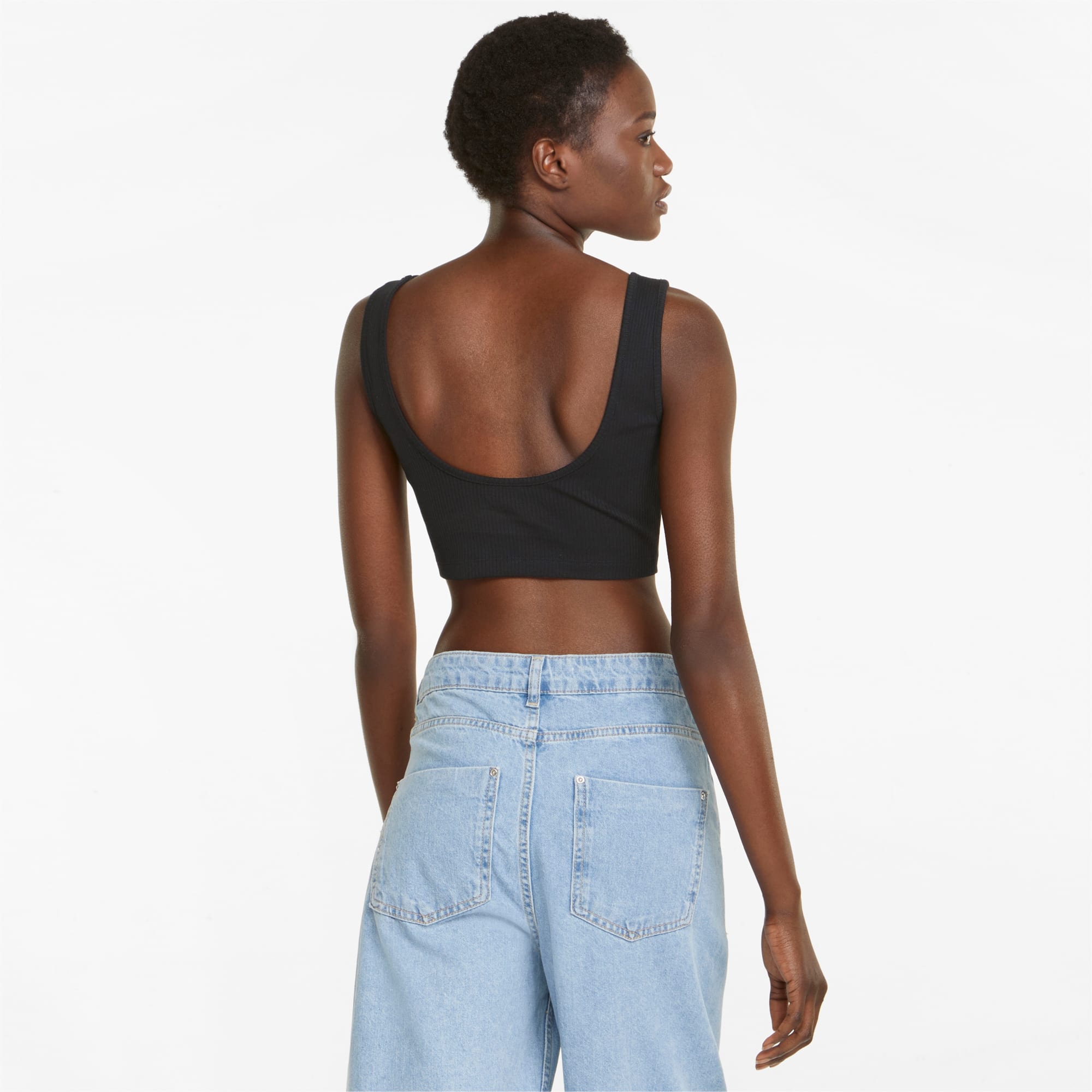 Women's PUMA Classics Ribbed Crop Top Black