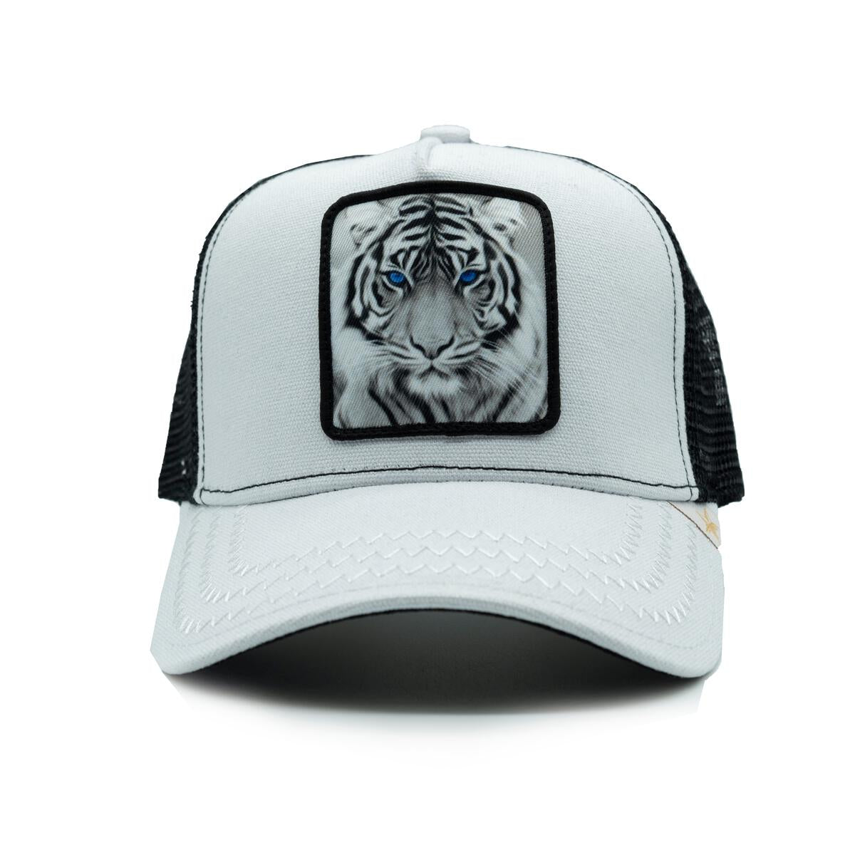 Unisex Gold Star Tiger Trucker Hat White/Black