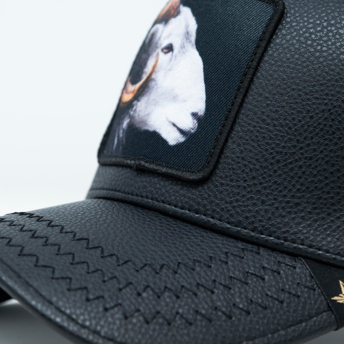 Unisex Gold Star Goat Trucker Hat Black