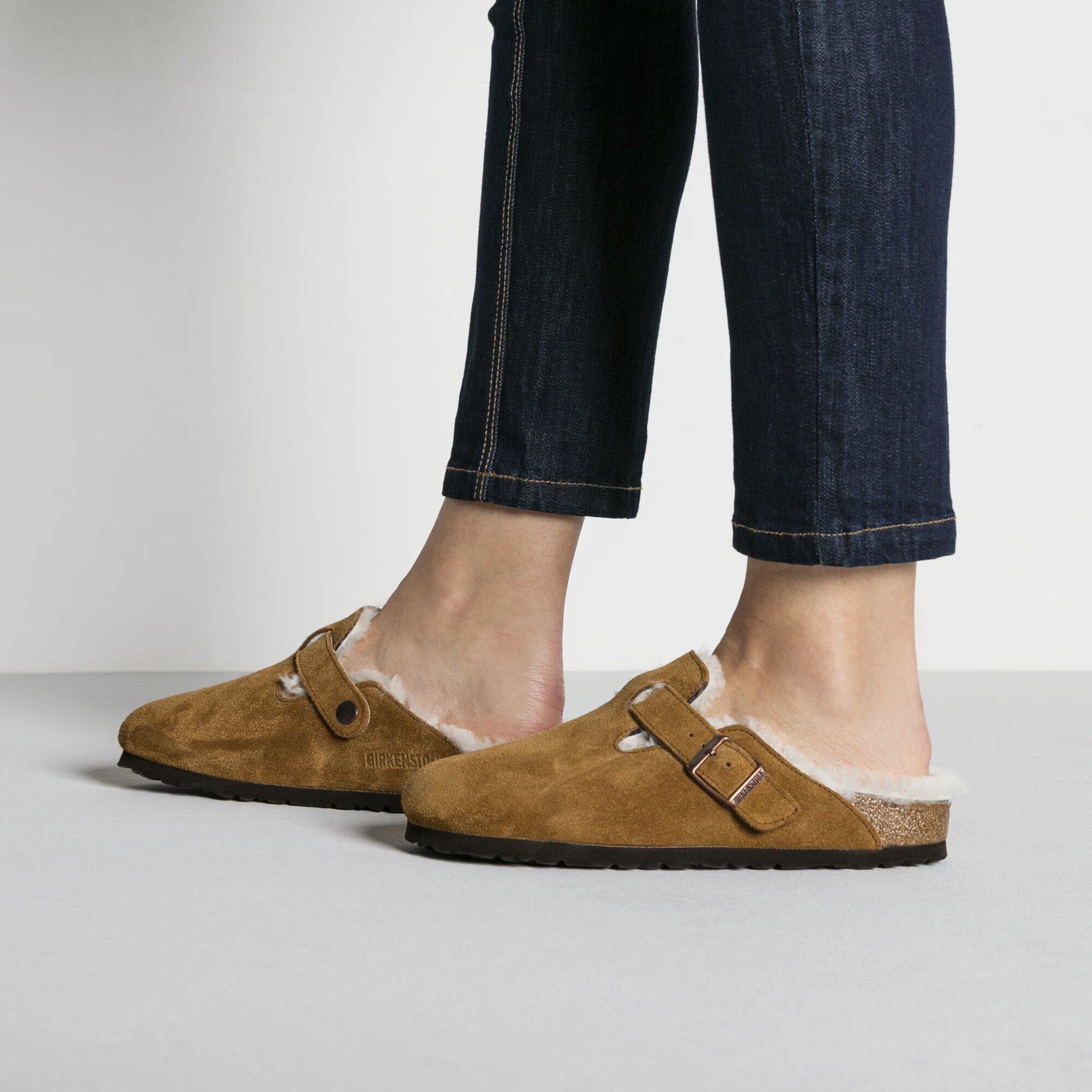 Women's BIRKENSTOCK Boston Shearling Suede Leather Mink