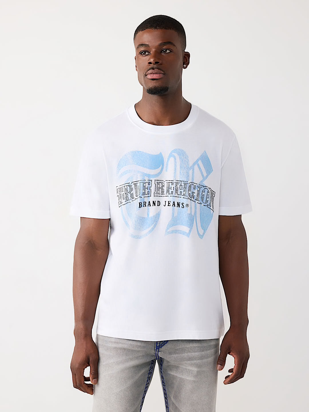 Men's True Religion Rhinestone Logo Tee White | Chicago City Sports