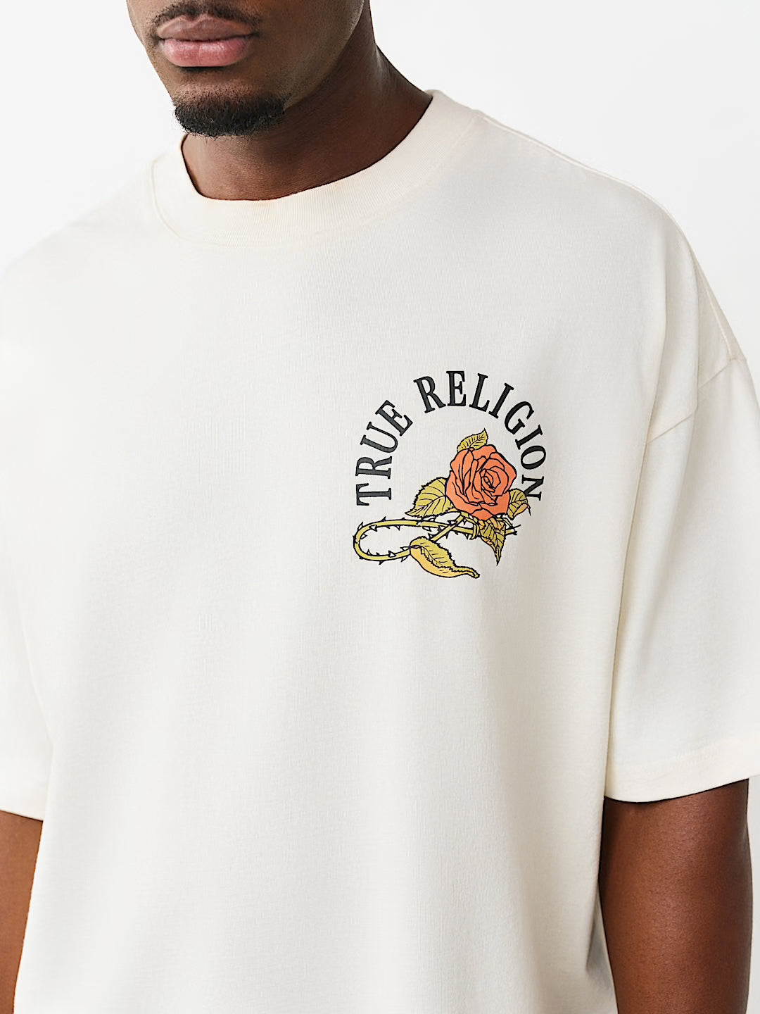 Men's True Religion Floral Snake Heavyweight Oversized Tee White