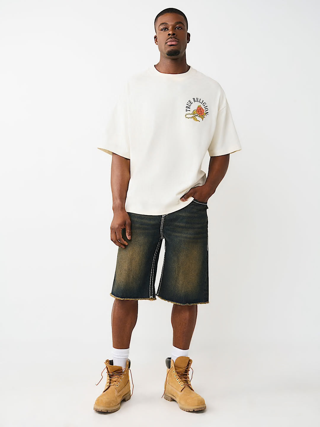 Men's True Religion Floral Snake Heavyweight Oversized Tee White