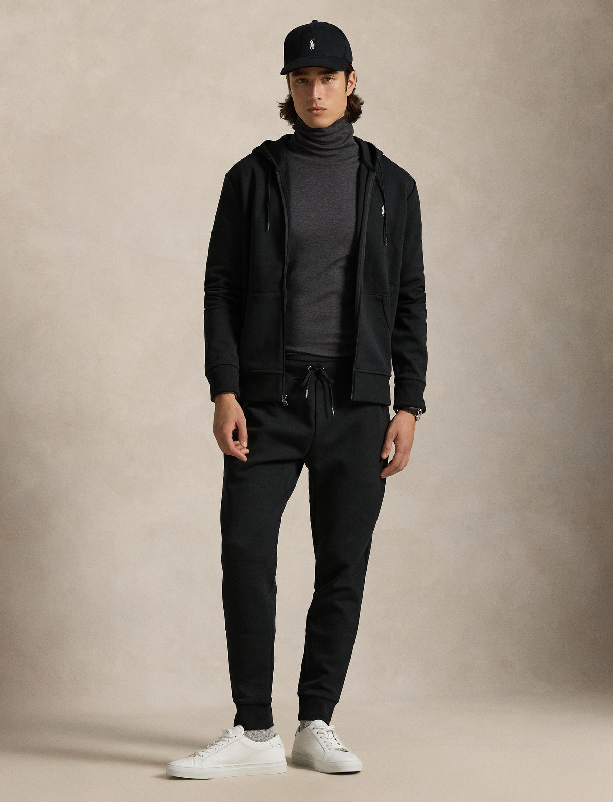 Men's Polo Ralph Lauren Double-Knit Full-Zip Hoodie Black