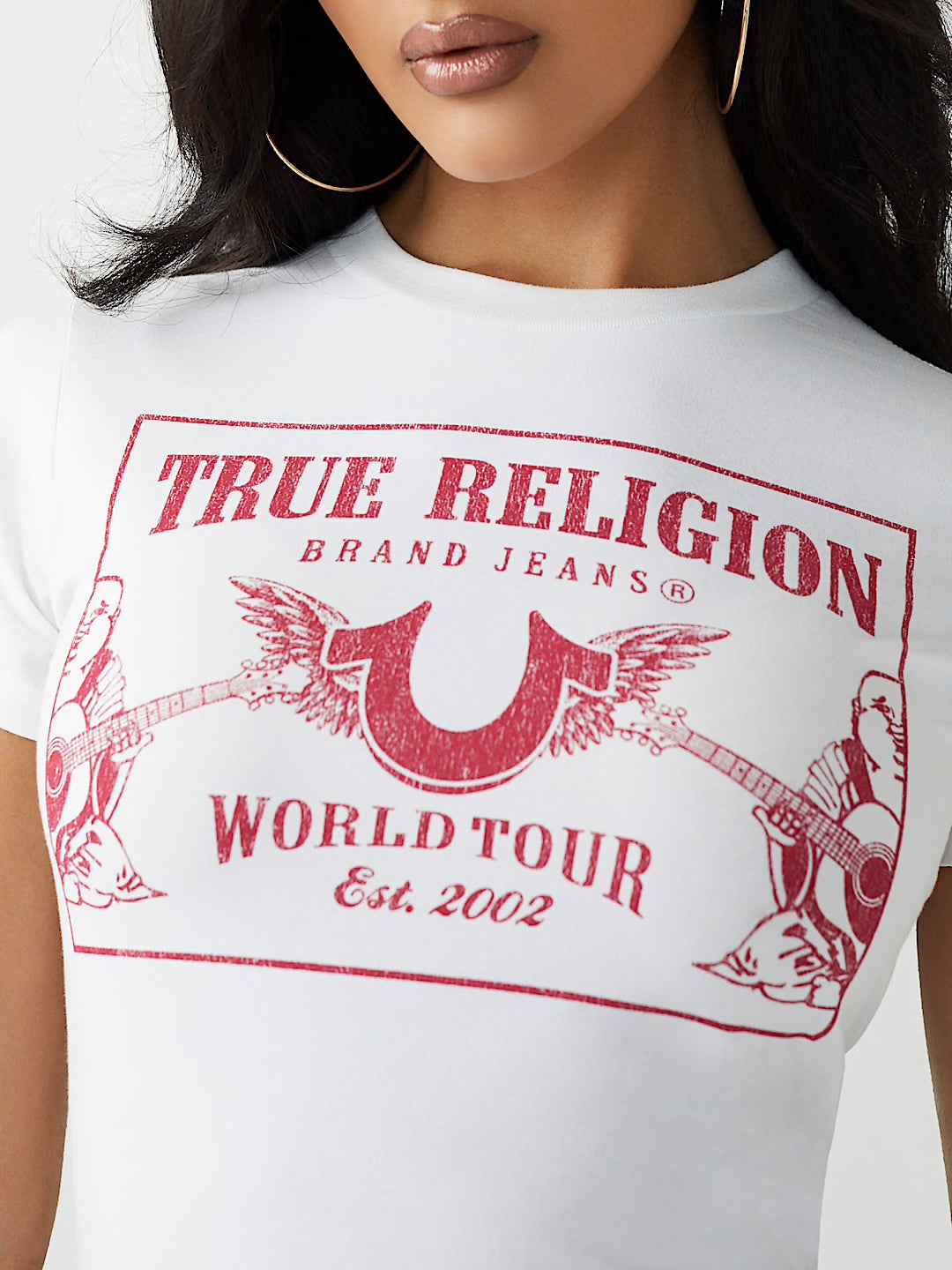 Women's True Religion Heritage Printed Baby Tee White