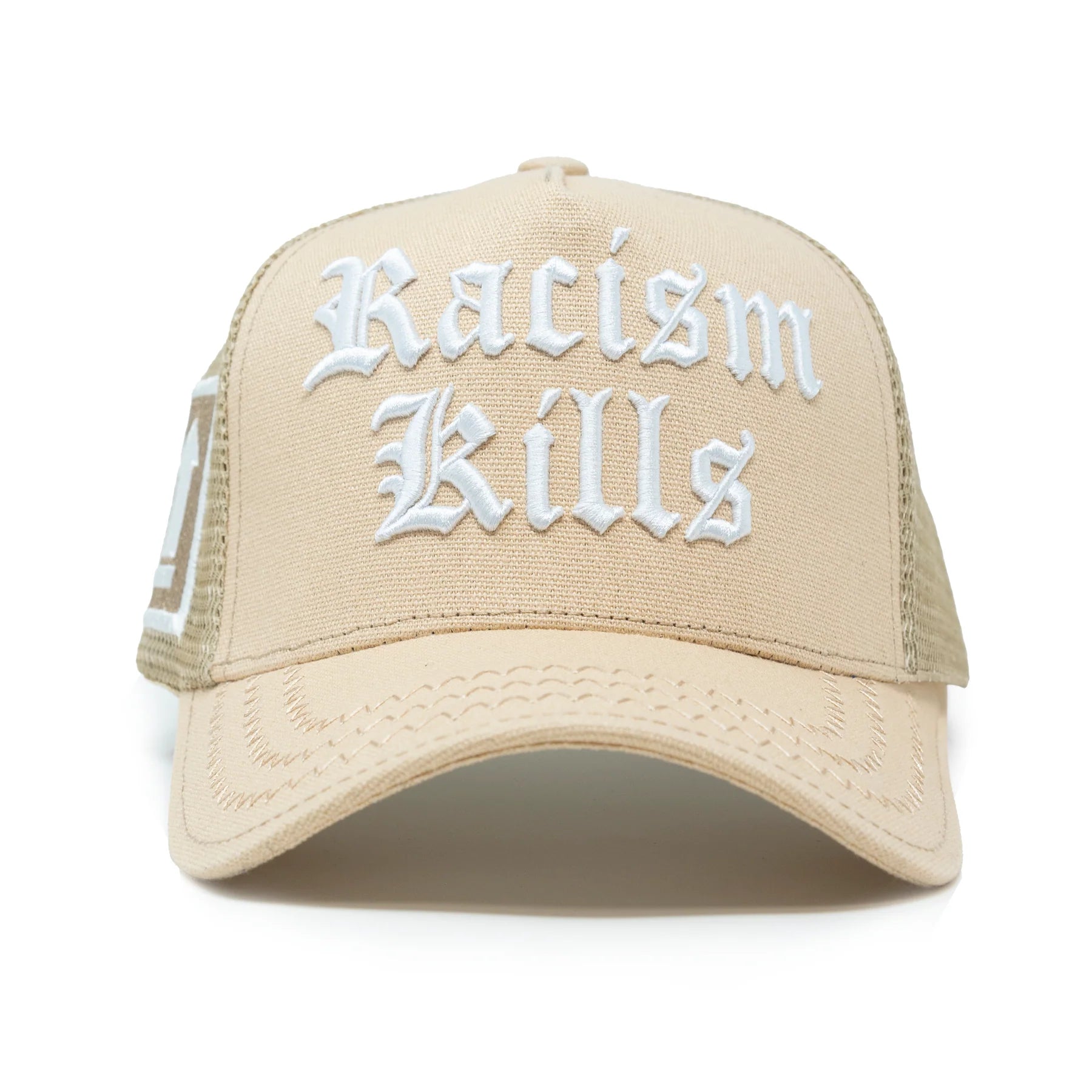 Unisex Gold Star Racism Kills Trucker Hat Beige