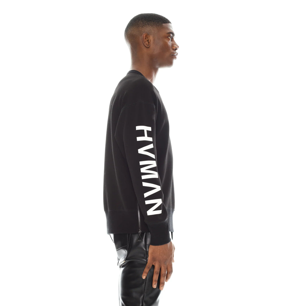 Men's HVMAN Crew Sweatshirt Black Graphic