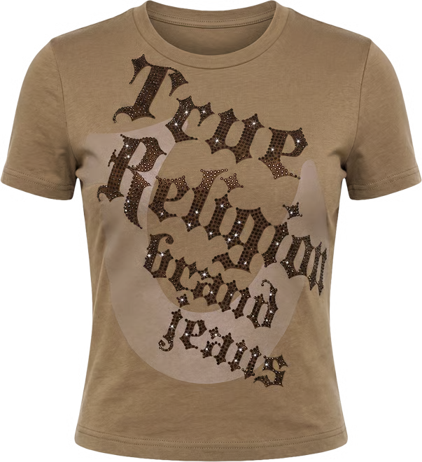 Women's True Religion Crystal Horseshoe Baby Tee Shitake