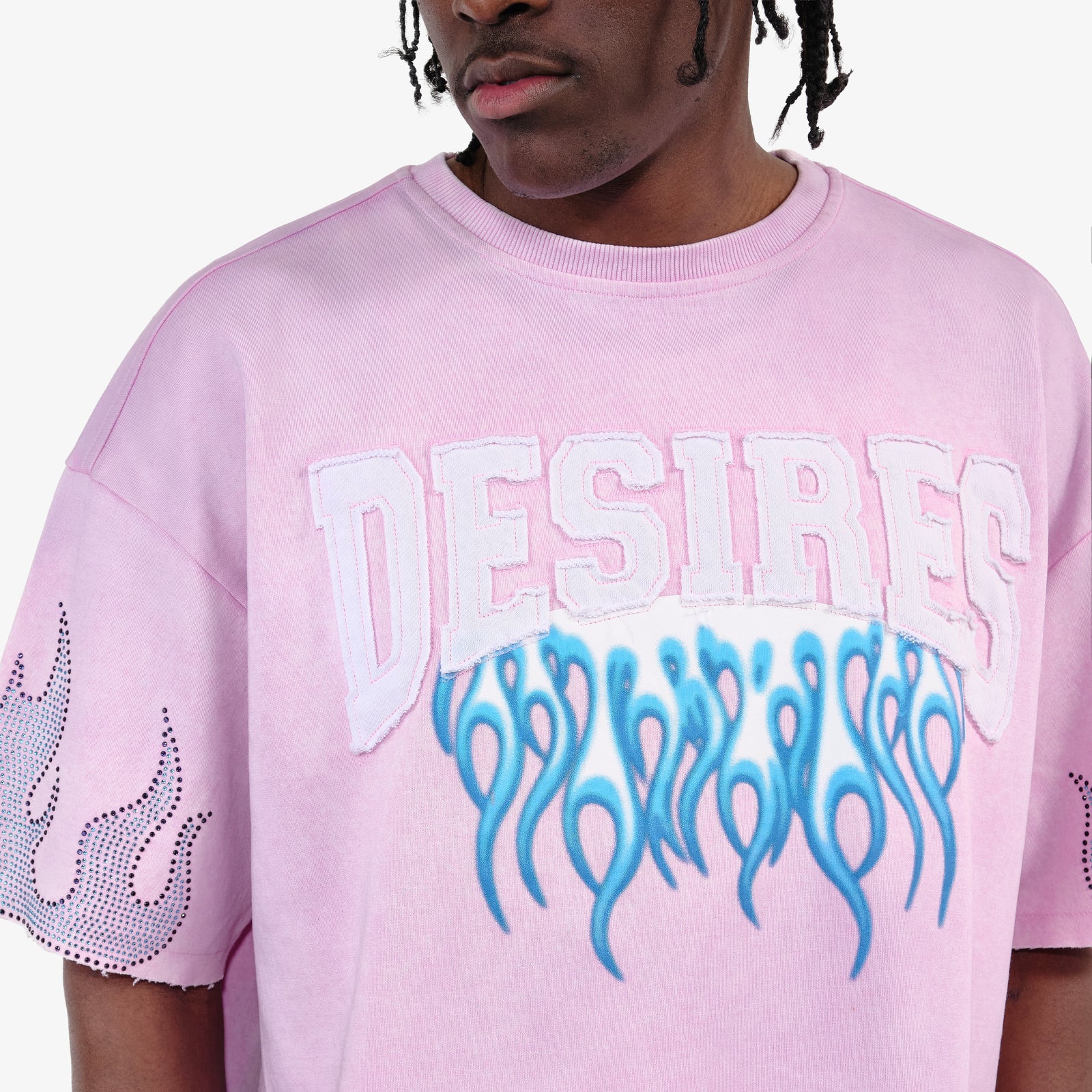 Men's Copper Rivet Desires Crop T-Shirt Pink
