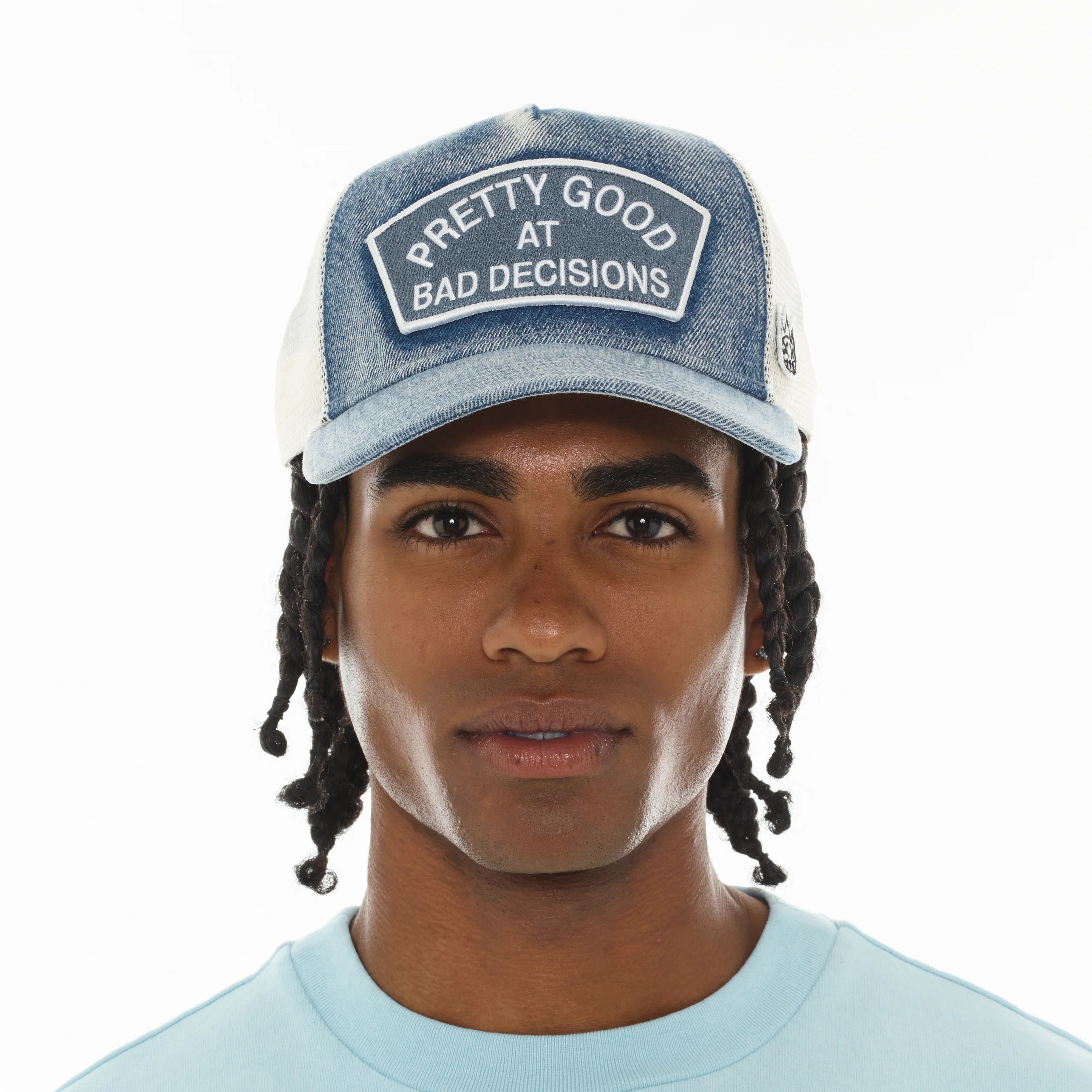 Cult of Individuality Pretty Good At Bad Decisions Trucker Hat Denim