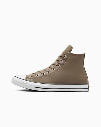 Converse Men s Chuck Taylor All Star Leather High Top Casual Sneakers from Finish Line Taupe 9