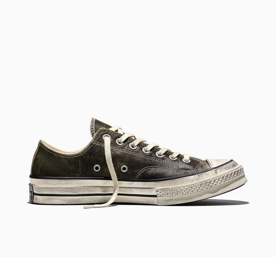 Men's Converse Chuck 70  Burnished Leather Shoes Moss Sauce