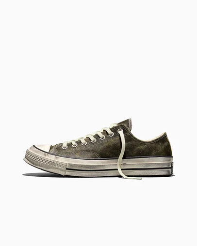 Men's Converse Chuck 70  Burnished Leather Shoes Moss Sauce