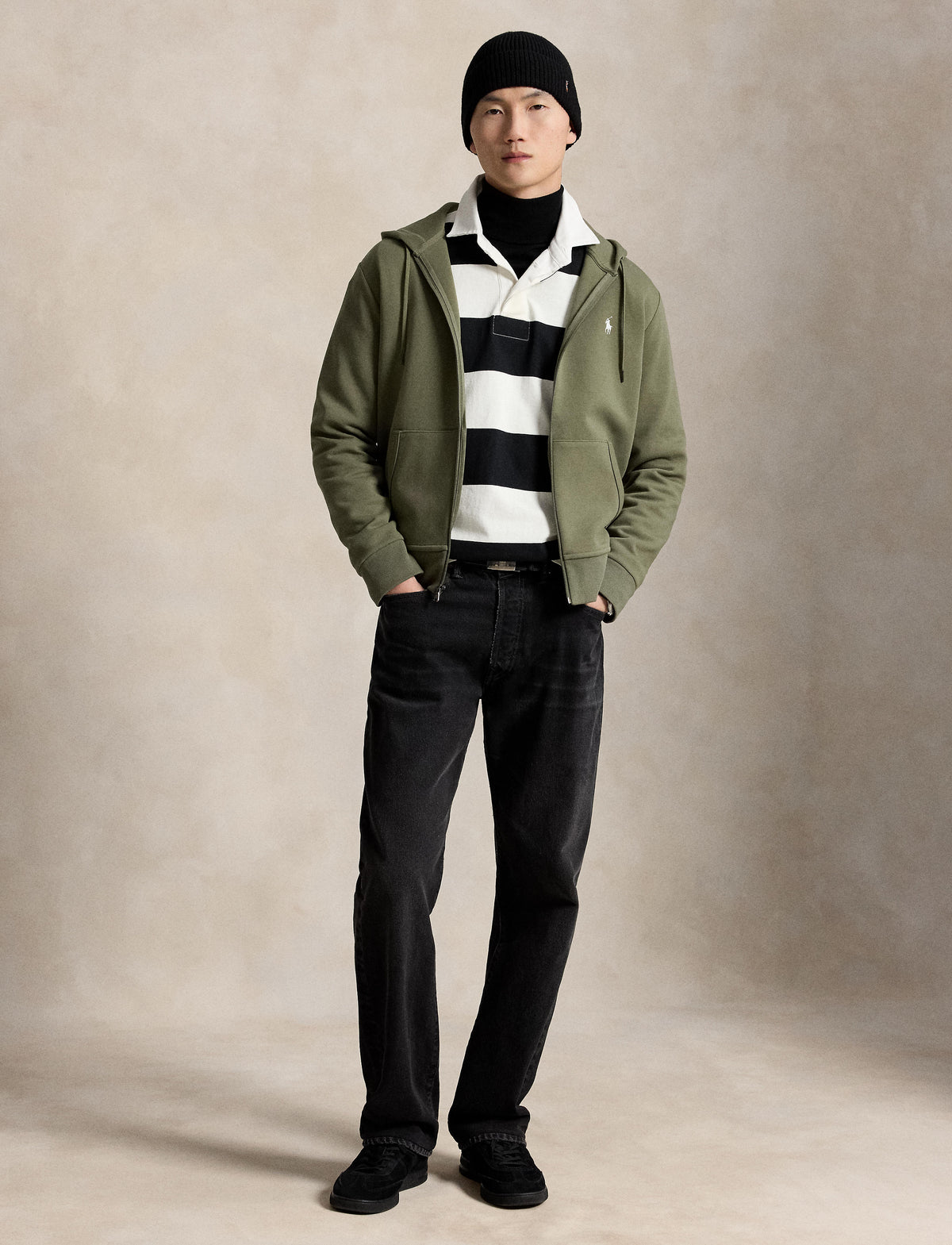 Men's Polo Ralph Lauren Double-Knit Full Zip Hoodie Cruise Olive