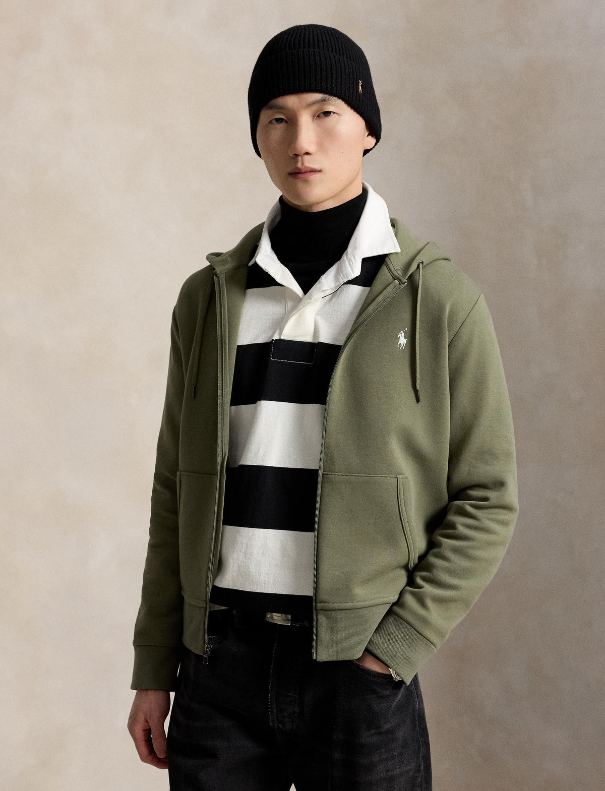 Men's Polo Ralph Lauren Double-Knit Full Zip Hoodie Cruise Olive
