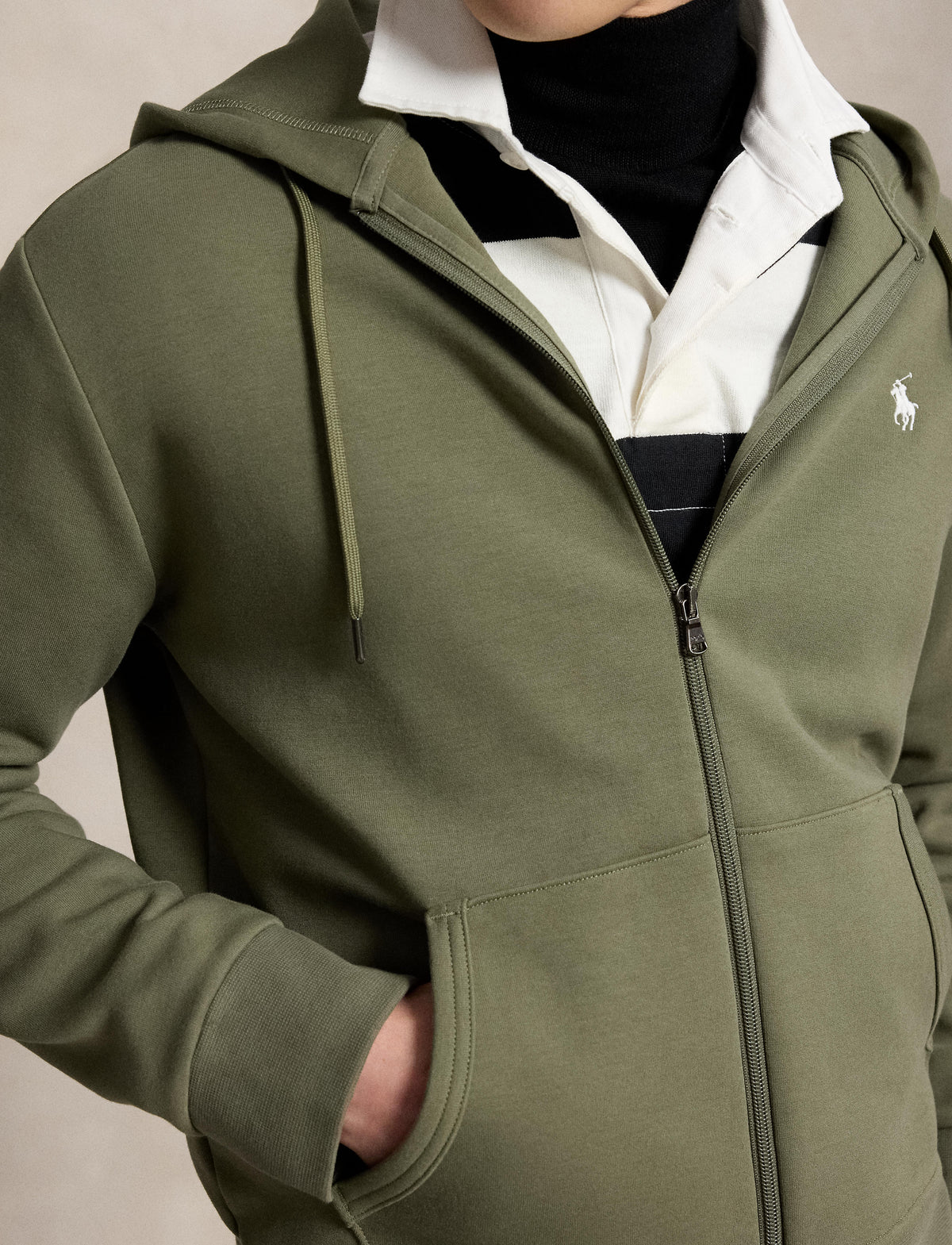 Men's Polo Ralph Lauren Double-Knit Full Zip Hoodie Cruise Olive