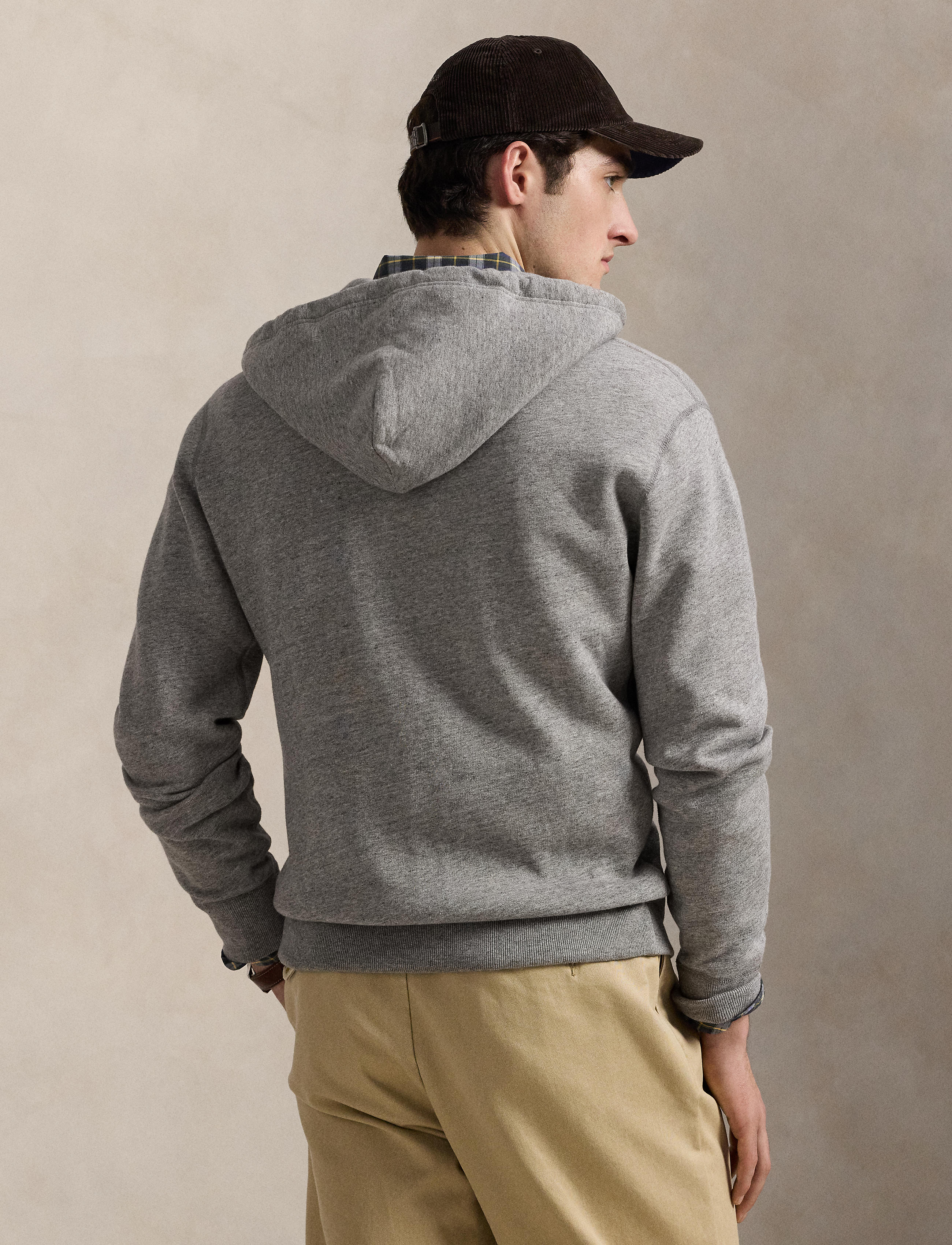 Men's Polo Ralph Lauren Logo Fleece Full Zip Hoodie Dark Vintage Heather