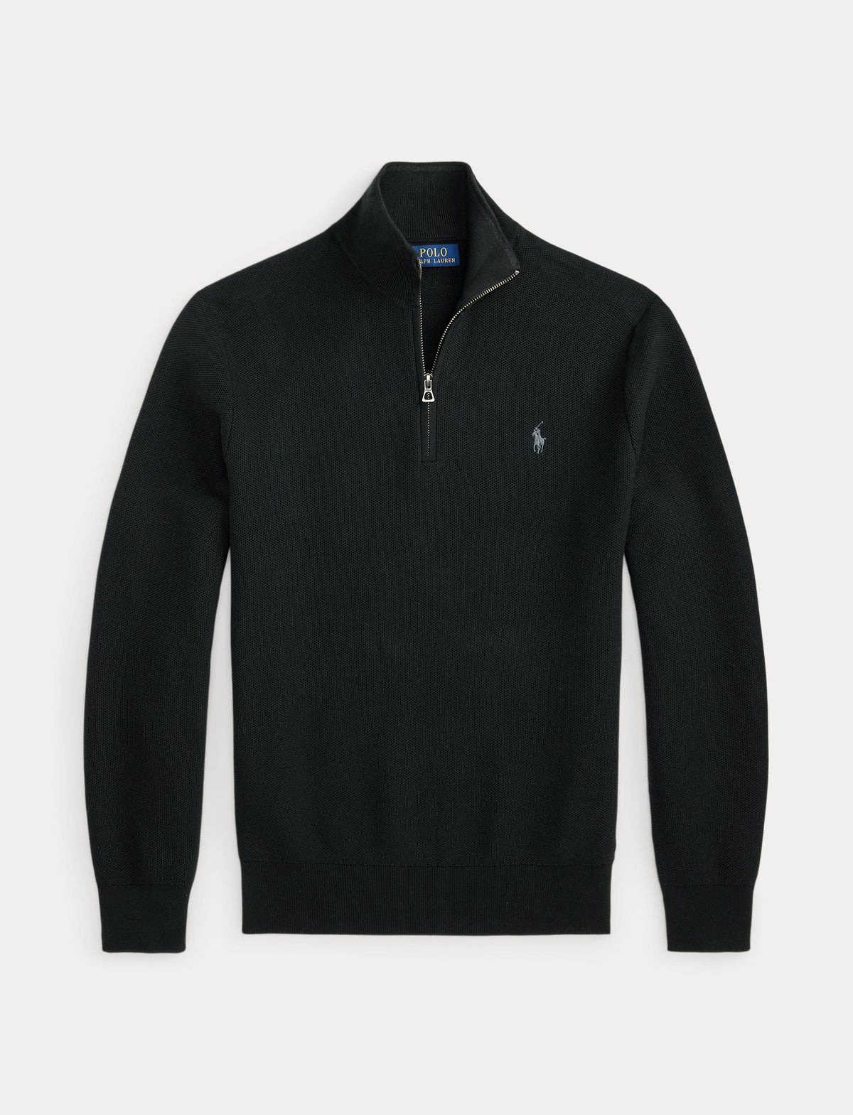 Men's Polo Ralph Lauren Mesh-Knit Cotton Quarter-Zip Sweater Black 710B18060008